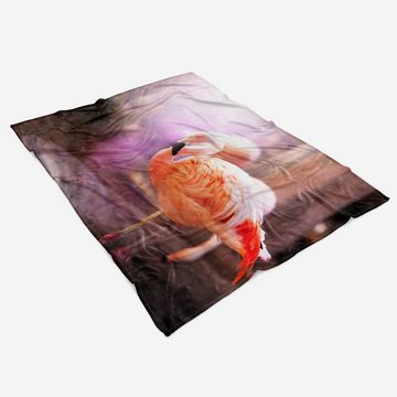 Sinus Art Handtücher Handtuch Strandhandtuch Saunatuch Kuscheldecke mit Tiermotiv Flamingo Kunstvoll, Baumwolle-Polyester-Mix (1-St), Handtuch