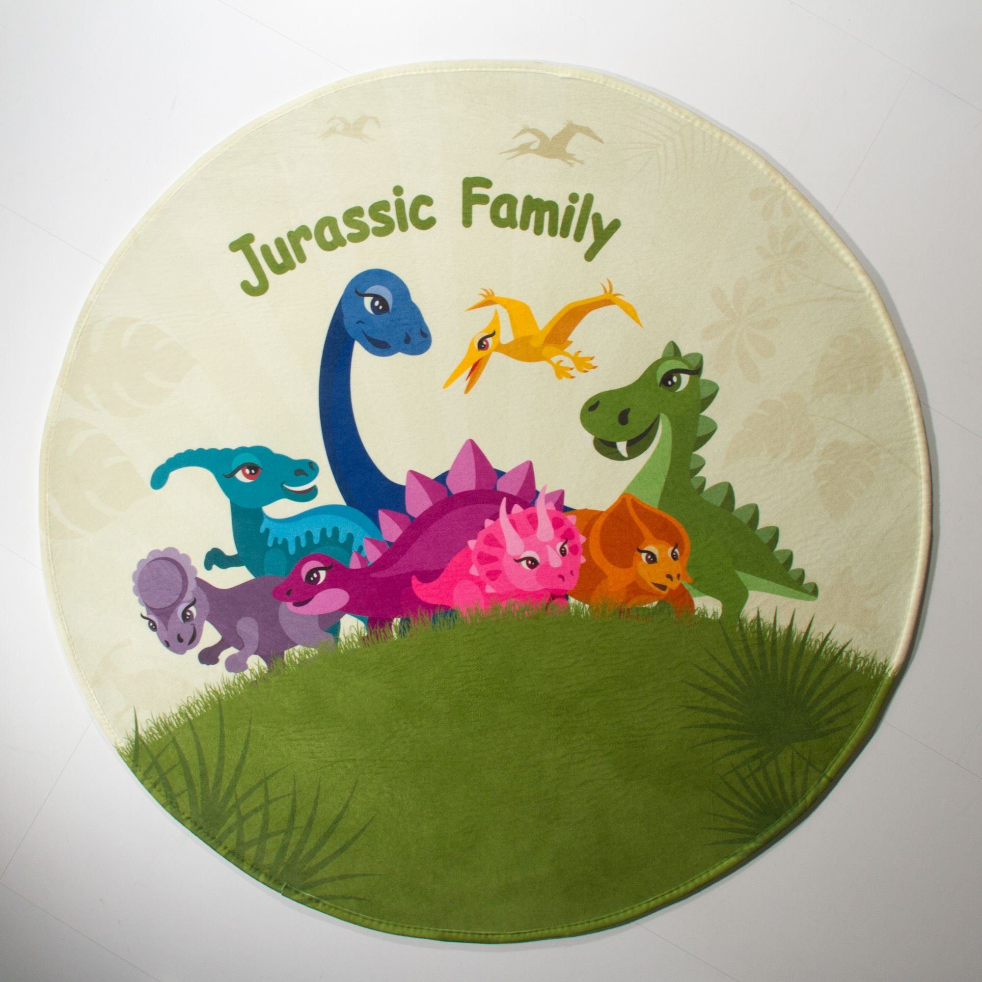 Steffensmeier Kinderteppich Jurassic Family, rund, Dino, Kinderzimmer