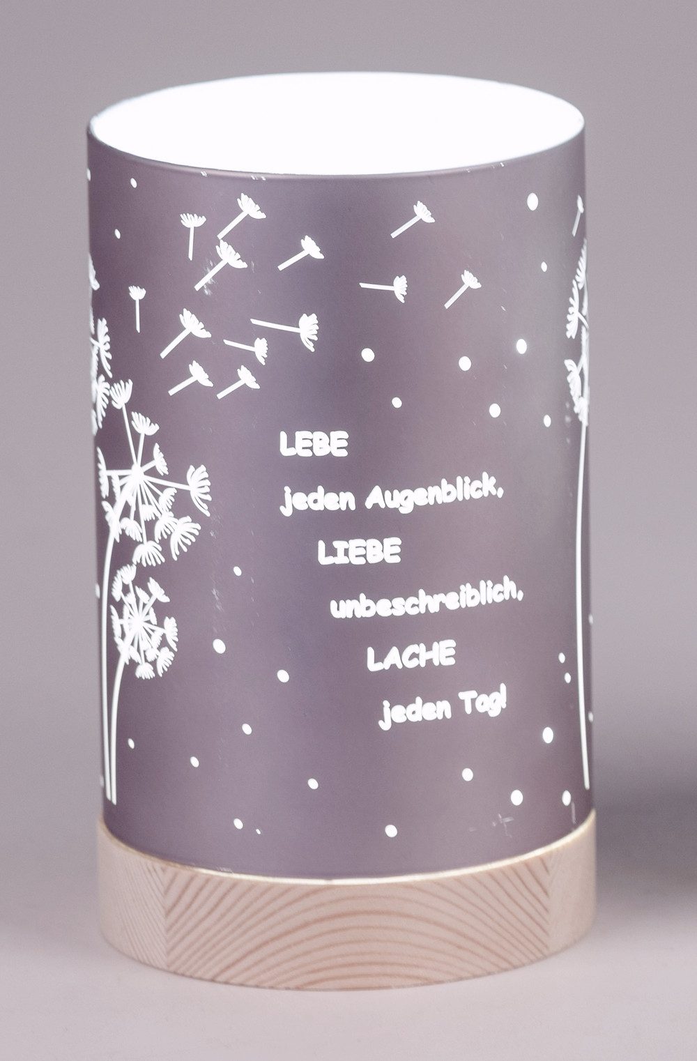 LED Dekolicht flieder 15cm 20cm - Lebe Liebe Lache - mit Timer