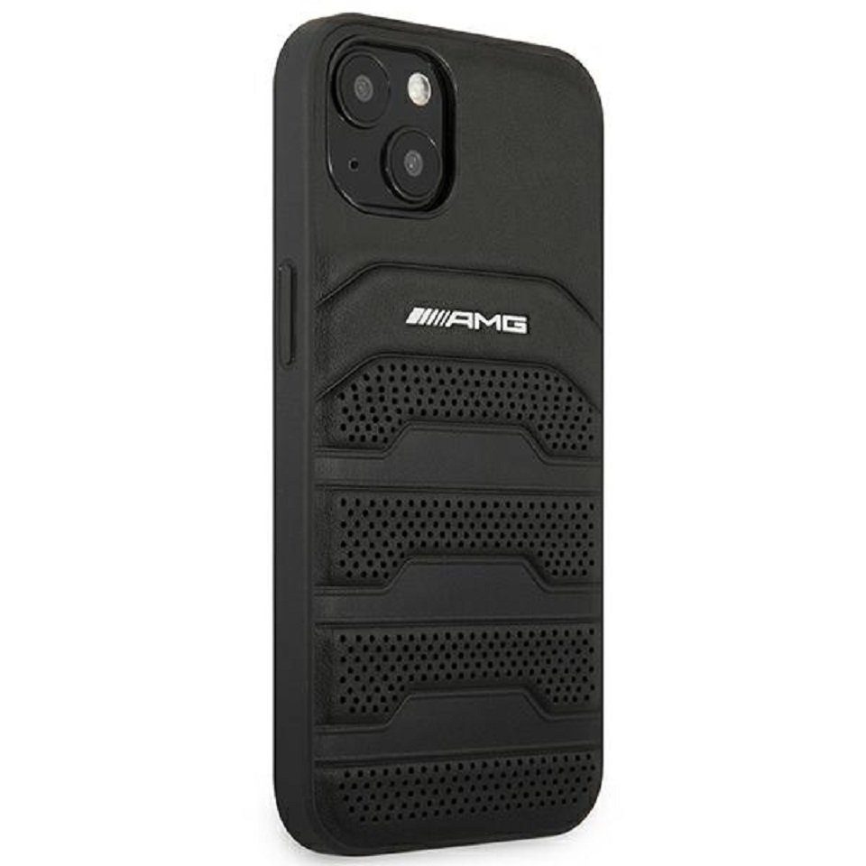 Mercedes Handyhülle Case AMG Echtleder Logo schwarz iPhone 14 6,1 Zoll, Kantenschutz