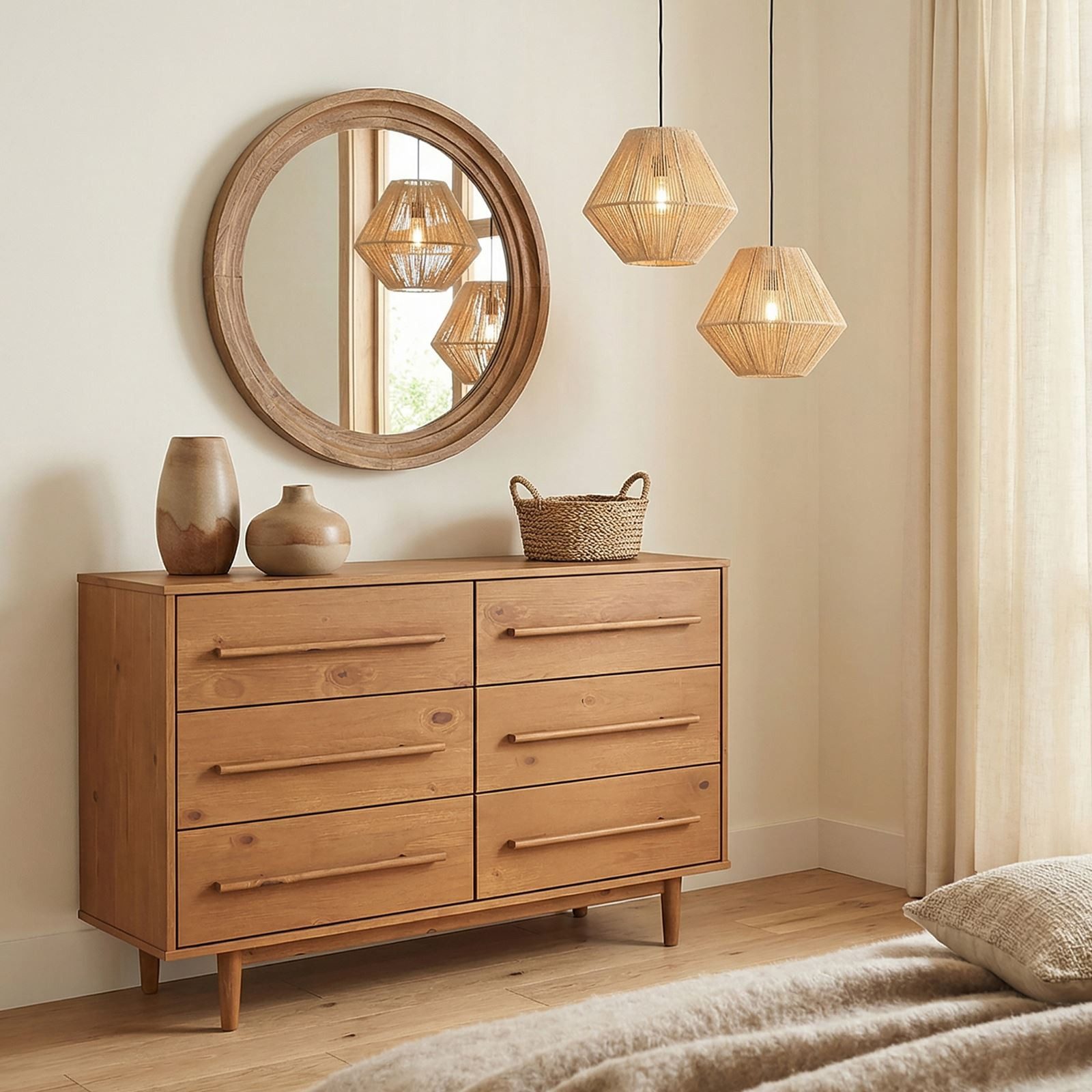 IDIMEX Kommode TECCA, Schubladenschrank mit 6 Schubladen aus Massivholz Eiche farben