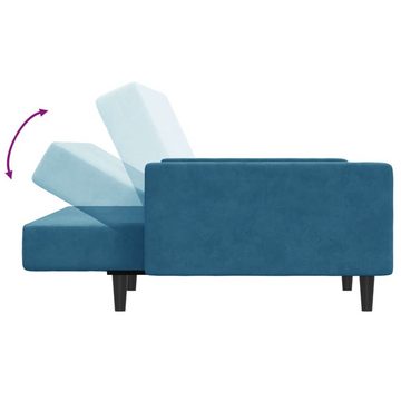 vidaXL Sofa Schlafsofa 2-Sitzer mit Fußhocker Blau Samt