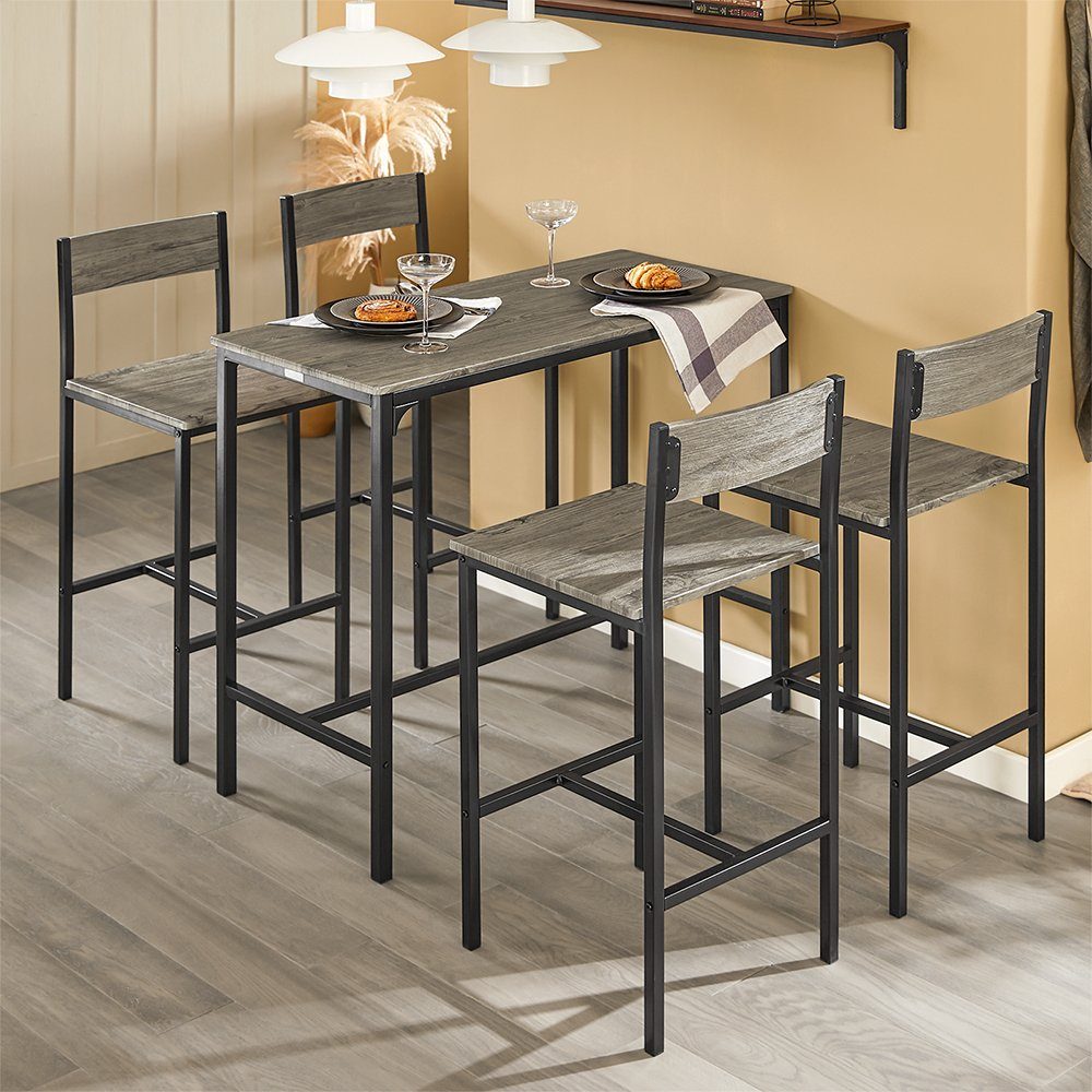 Sitzgruppe natur mit 5-teilig 4 Esstisch Bartisch Bartisch OGT14, SoBuy Hockern Bistrotisch Set