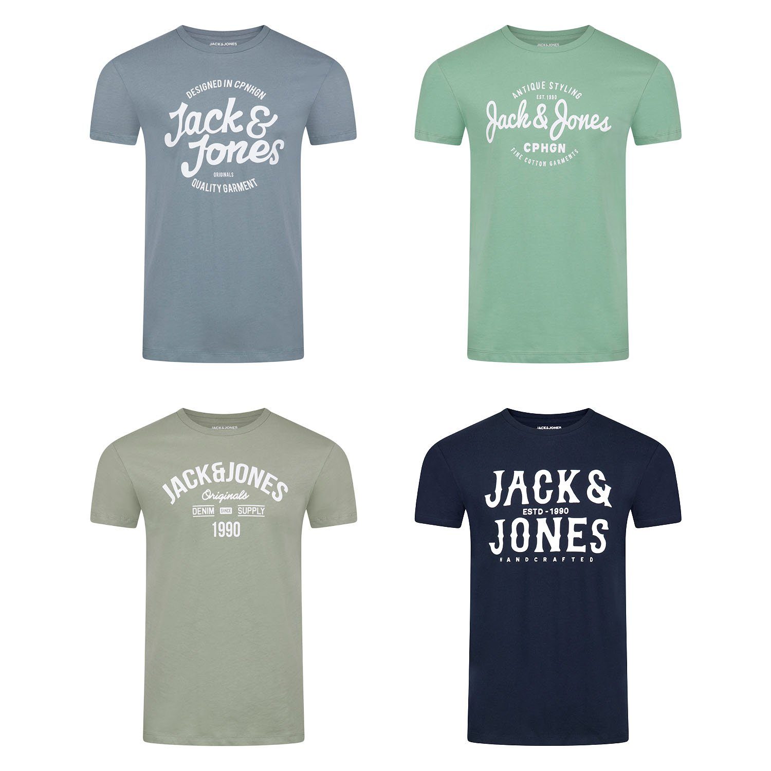 Jack & Jones Tshirt Herren Regular Fit JJLINO 4er Pack Set Pack günstig online kaufen