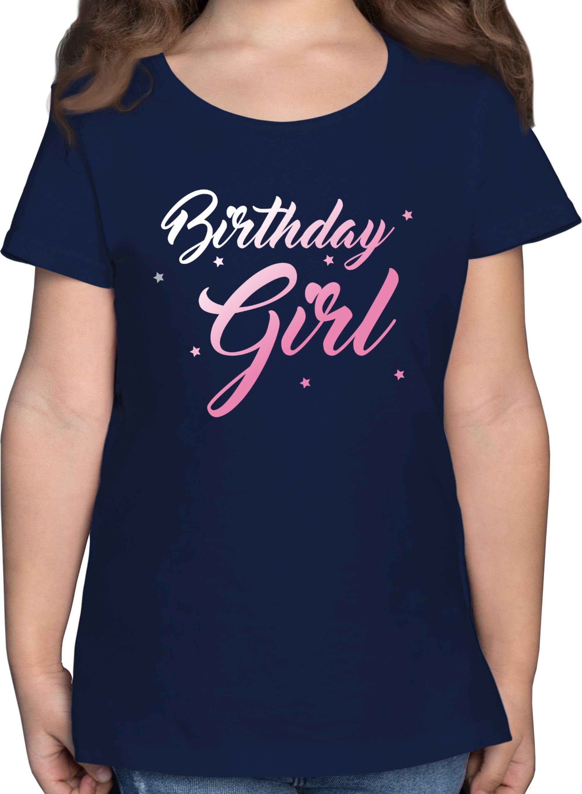 Shirtracer T-Shirt Birthday Girl Geburtstag Geschenk Kinder 2 Dunkelblau