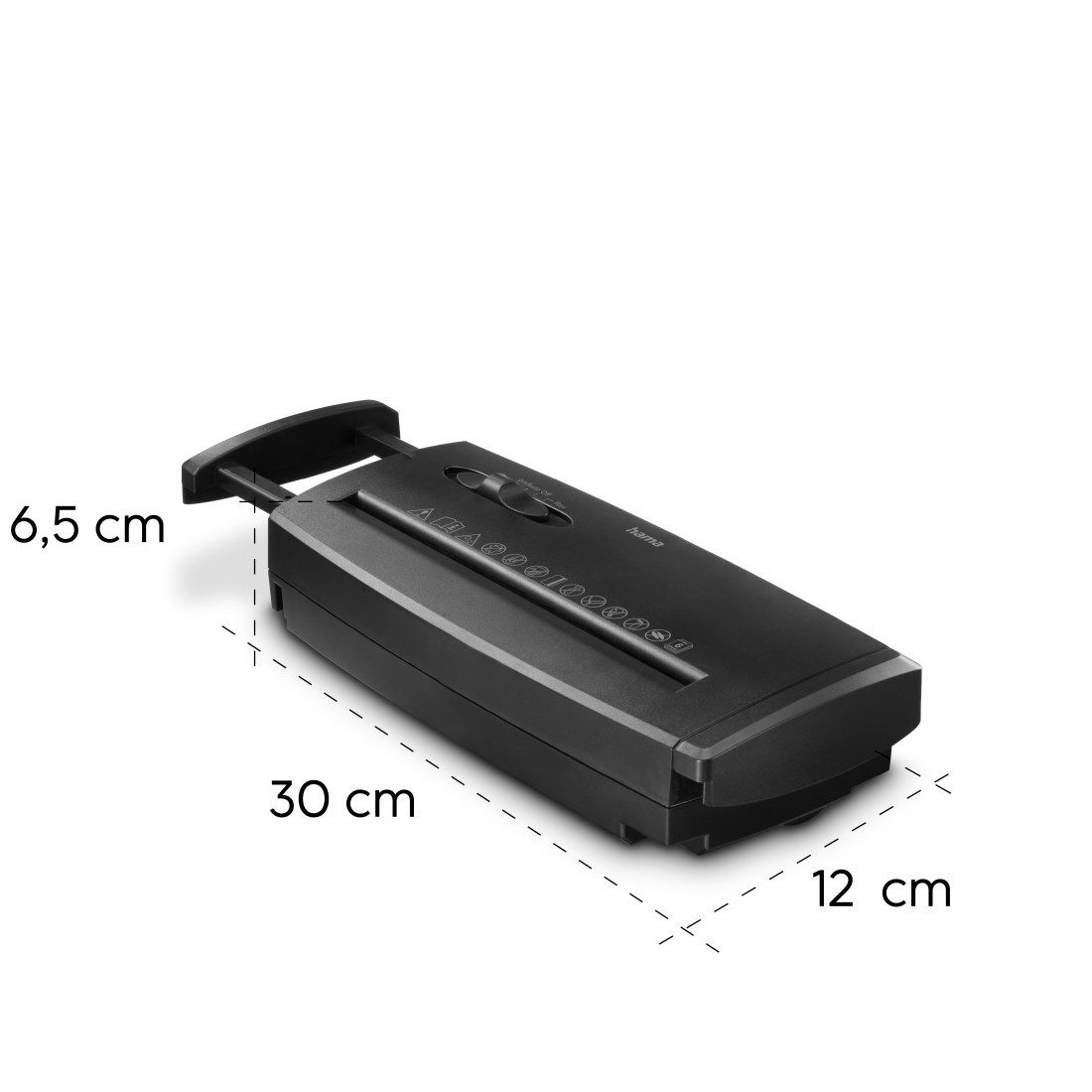Hama Aktenvernichter Aktenvernichter Streifenschnitt (Papier + Plastik, 6 Blatt, P2), Aufsatz für Papierkorb, 6 mm Schnitzel, Automatik, Rücklauf