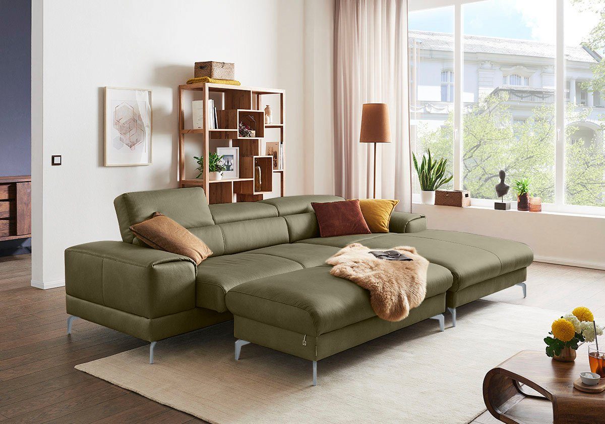 W.SCHILLIG Polsterhocker piedroo, Designsofa mit tollem Sitzkomfort, bequem, L-Form, Füße in Silber matt