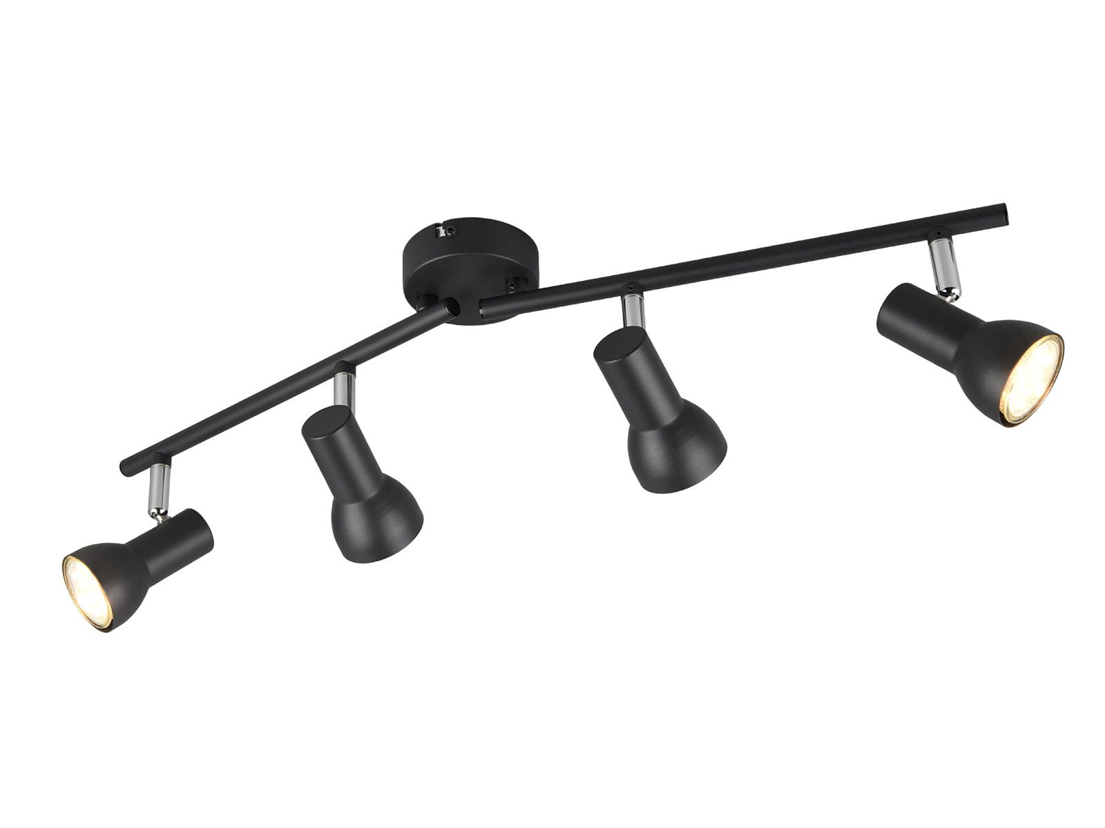Reality Leuchten Deckenstrahler, ohne Leuchtmittel, Deckenbelauchtung mit modernen Deckenspots in Schwarz. Breite 60,5cm