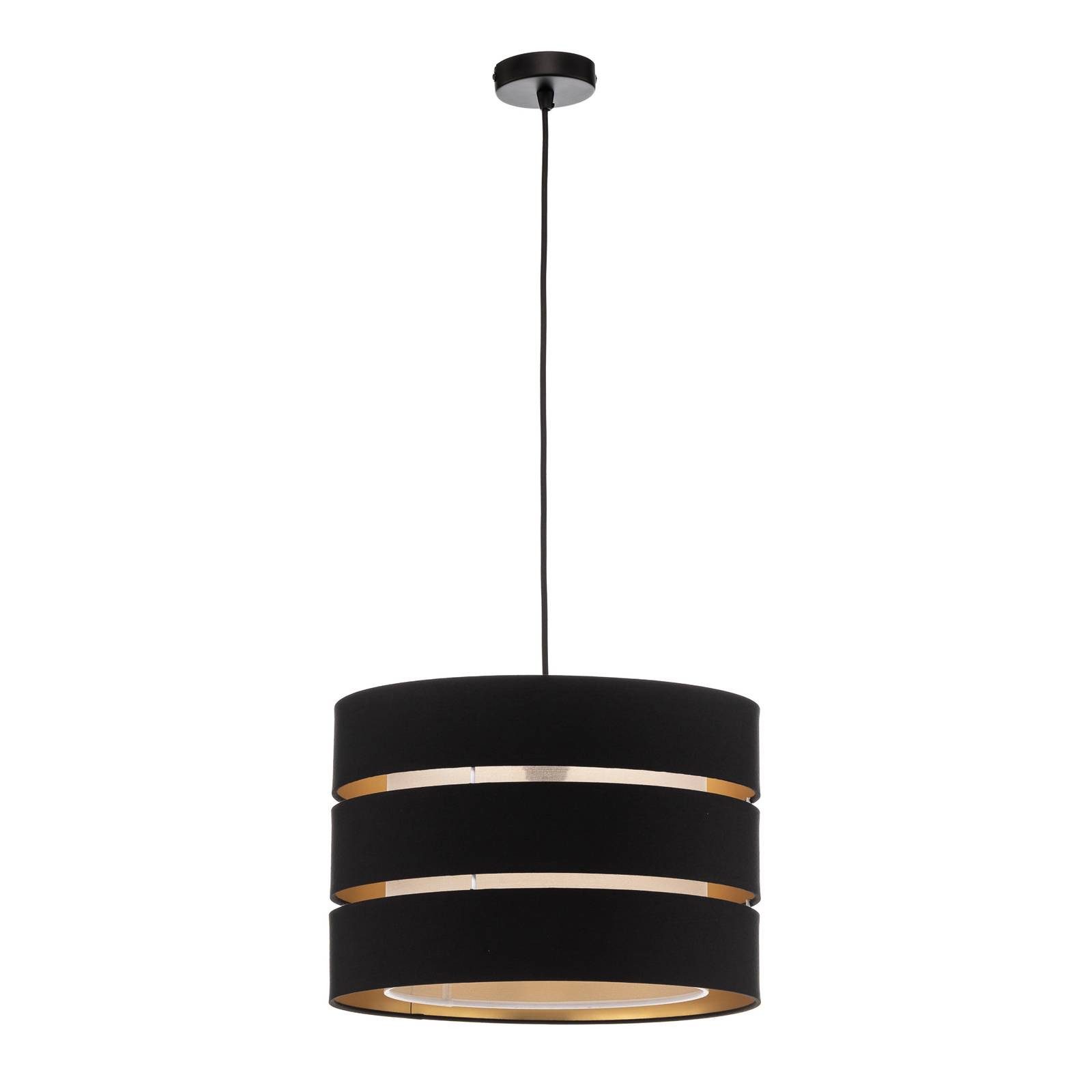 Lindby Hängeleuchte Lindby Hängeleuchte Tsomo, Ø 40 cm, schwarz, Stoff, E27, Schwarz IP20, 1 x 15 W LED