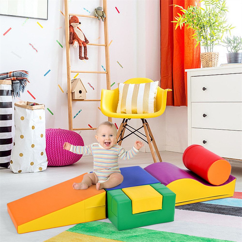 XDeer 6 TLG Riesenbausteine Toben Klettern Großbausteine für Kinder Spielbauklötze, Treppe und Rutsche für Kinder - Spielzeug zum Klettern