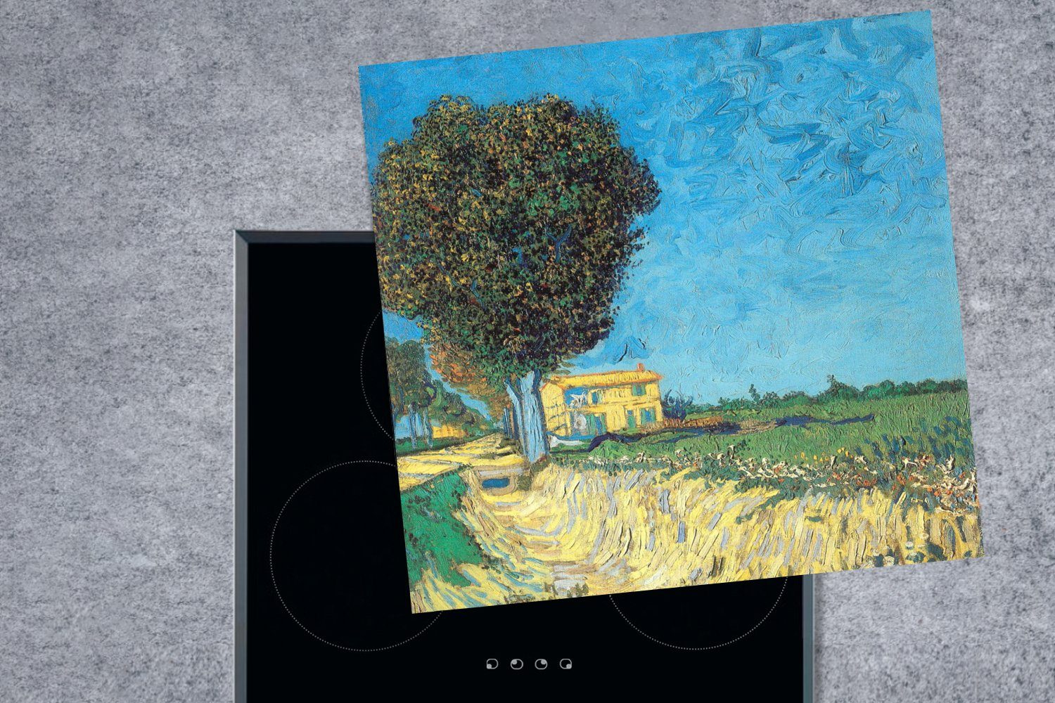 Vincent tlg), MuchoWow (1 Arles Ceranfeldabdeckung, 78x78 cm, Arbeitsplatte Allee Vinyl, Die für küche van Gogh, - Herdblende-/Abdeckplatte bei