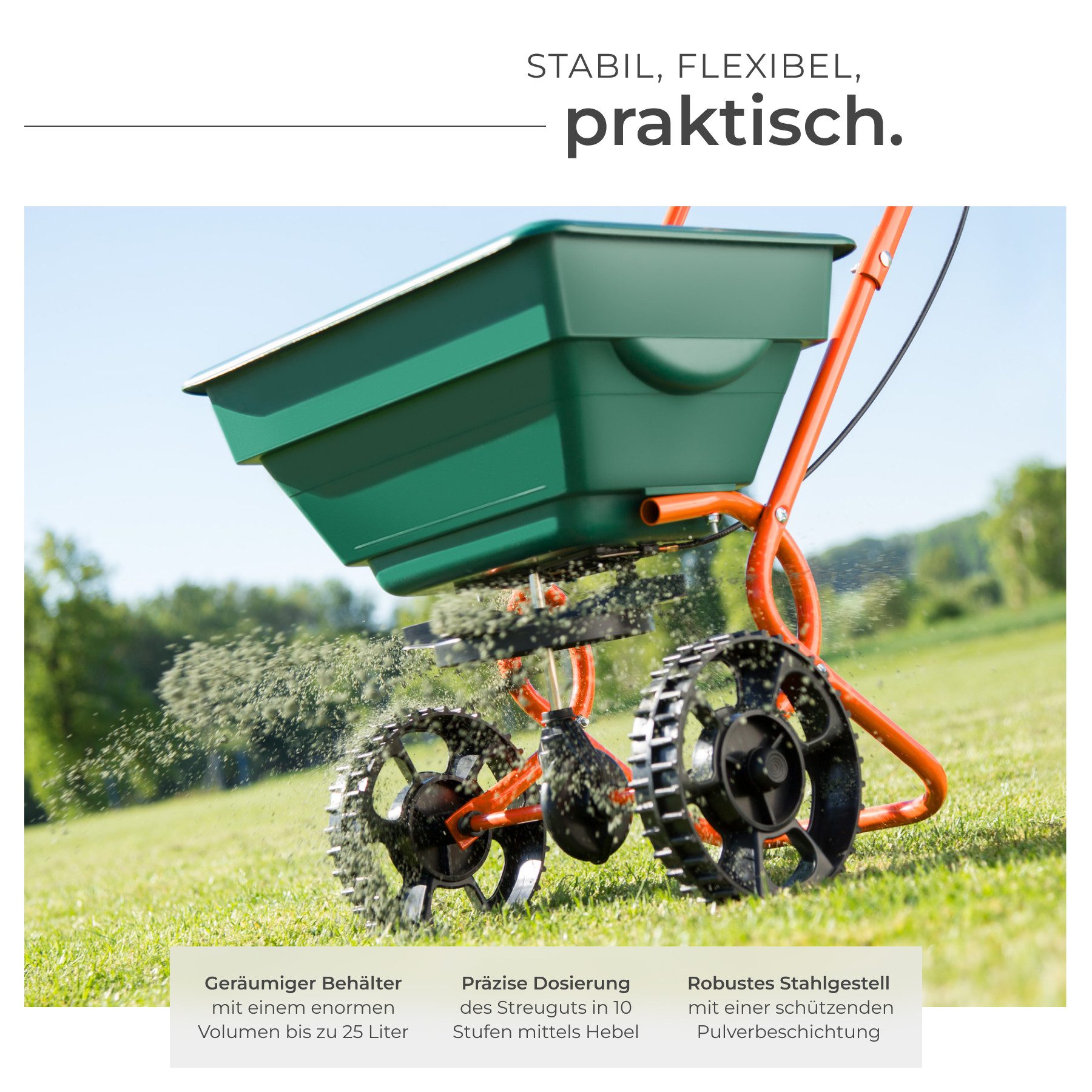 tectake Streuwagen Handstreuer, 25 l Füllmenge, 25 l