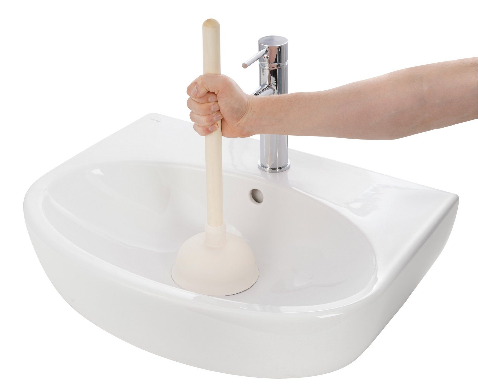 aquaSu Weiß, Urinal, 250849 WC, Waschbecken tlg., mit Wanne, L: cm, (1 Dusche, 41.5 für und Abflussreiniger, Holzstiel), Pümpel