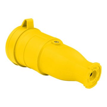 TP Electric Steckdose Schutzkontakt-Gummikupplung 16A 230V 2P+E Steckdose Kupplung gelb IP54, spritzwassergeschützt