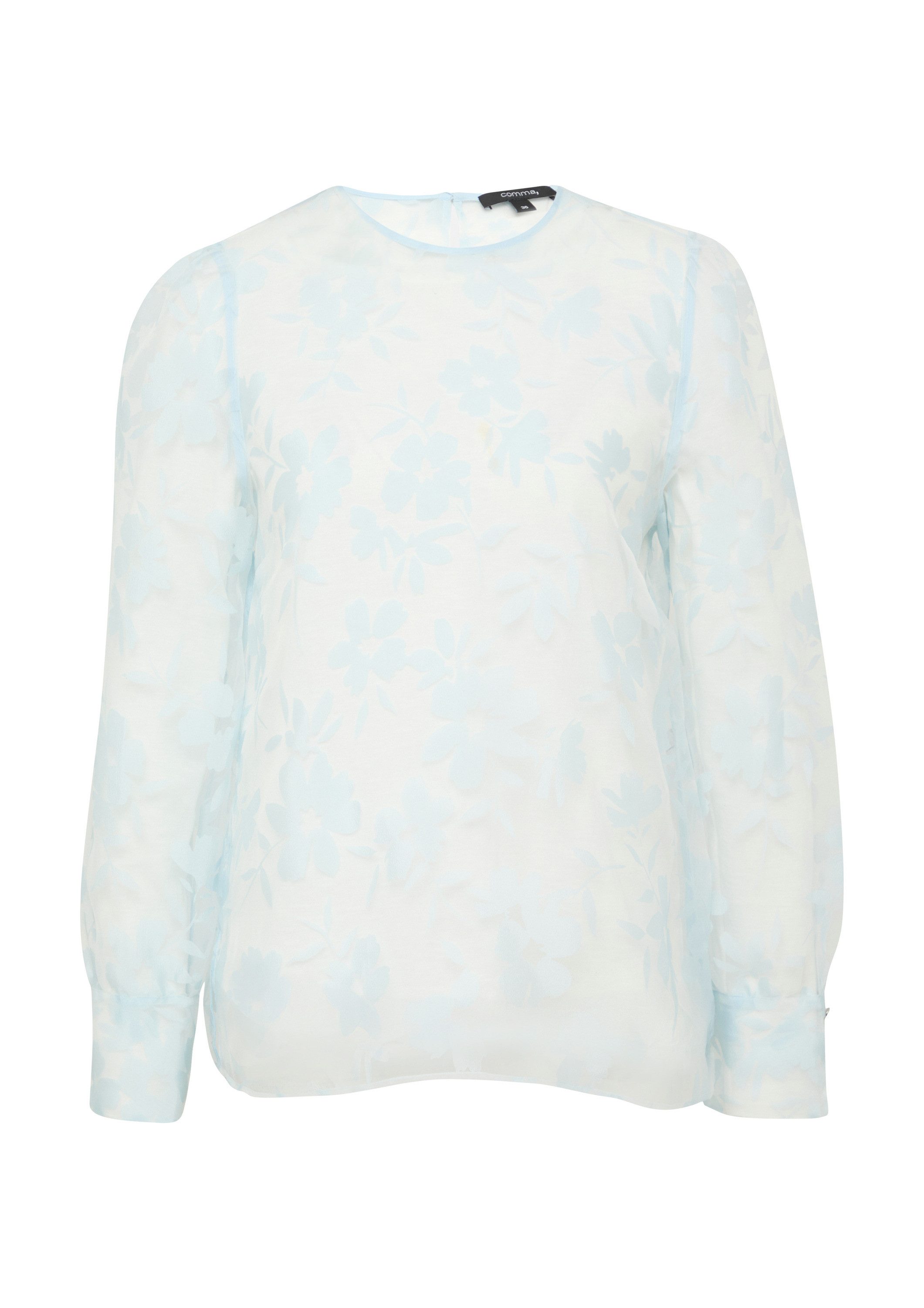 comma Langarmbluse Bluse Transparente Organza-Bluse mit floralem Muster günstig online kaufen