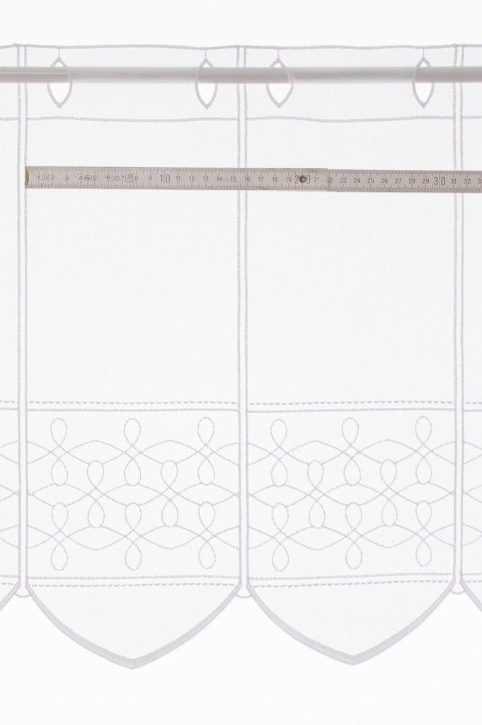 Scheibengardine nach transparent, Linien-Stickerei, Stablöcher, Stangendurchzug, verschiedene Gardinen Maß Kurzgardine, Strukturvoile Höhen Wunschmaß, transparent, Kranzusch, mit