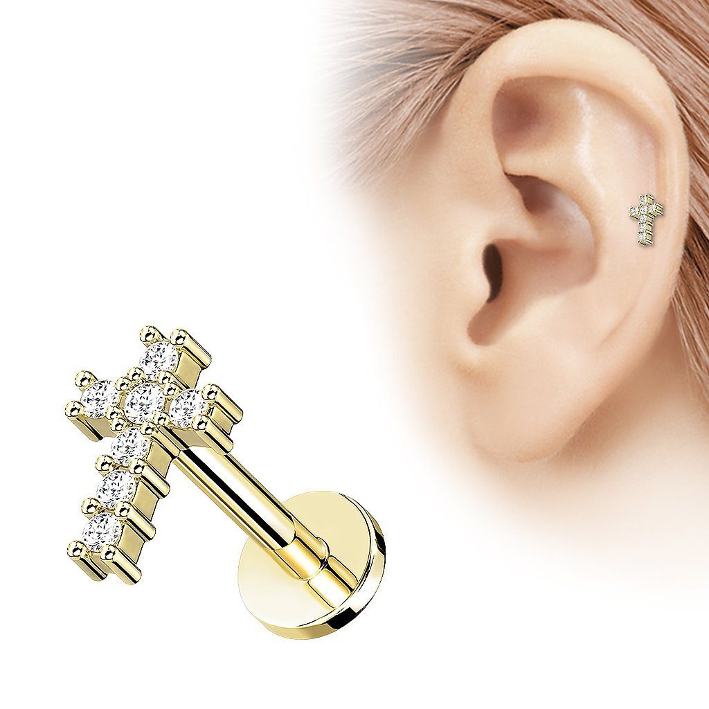 Taffstyle Piercing-Set Tragus Ohr Knorpel Helix Piercing Kristall Kreuz, St günstig online kaufen