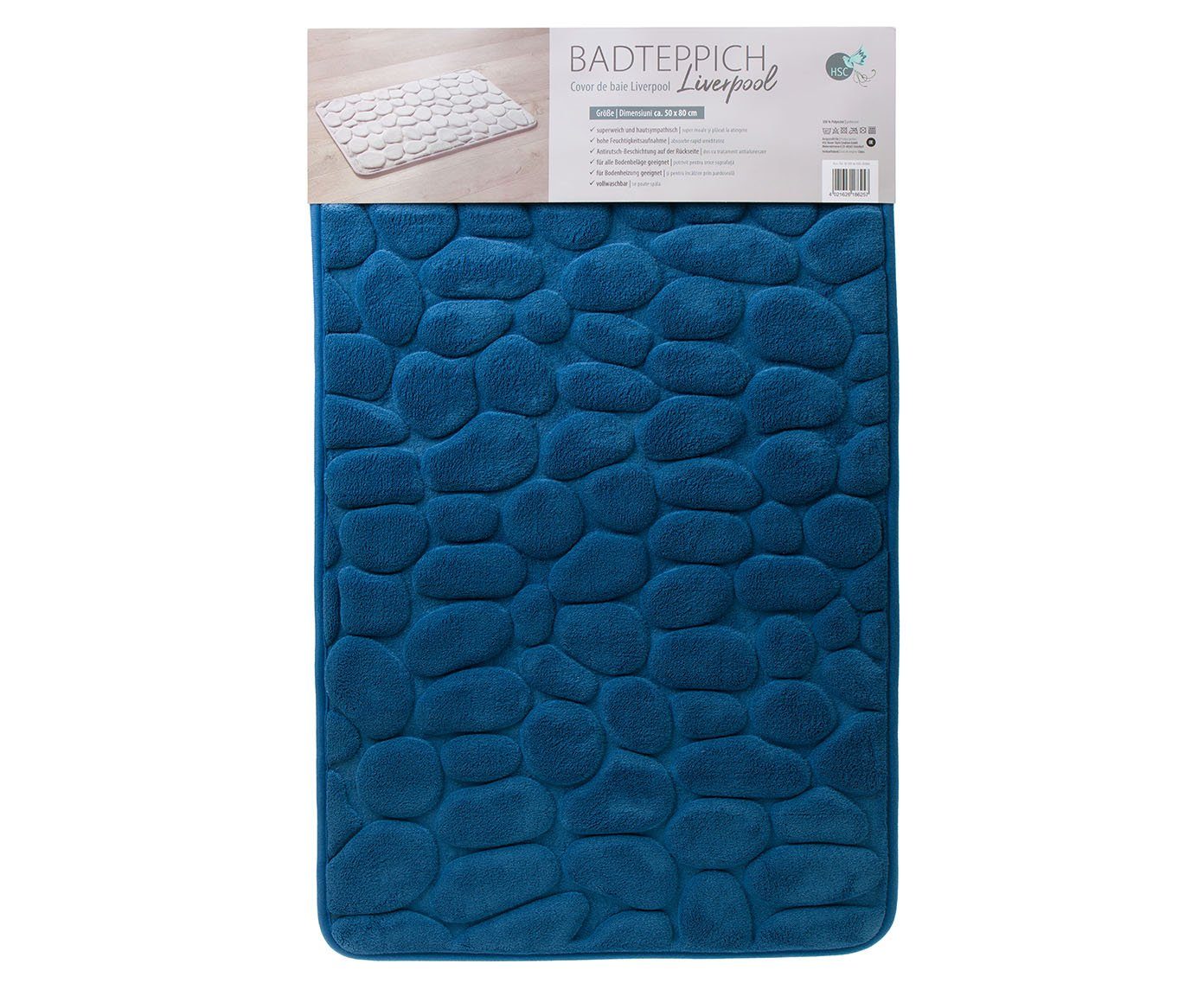 HSC Home-Style-Creation GmbH Schaum-Badematte Liverpool, Höhe 15 mm, Memory Schaum, rutschhemmend, schnelltrocknend, strapazierfähig, superweich, hautsympathisch, vollwaschbar, langlebig, wasserabsorbierend, Fußbodenheizung geeignet, Polyester, rechteckig