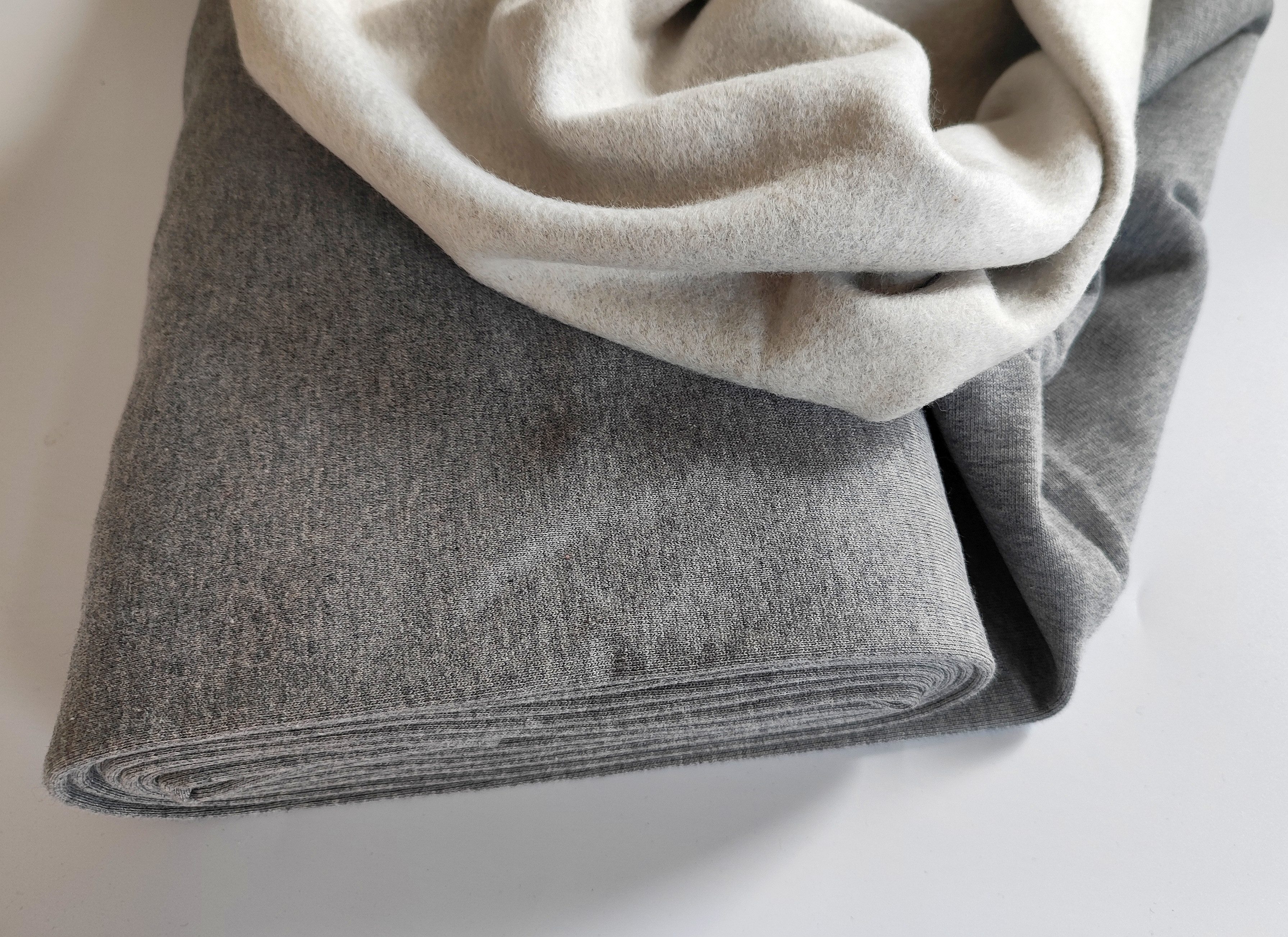 larissastoffe Stoff Bio Sweatstoff French Terry Uni Lebenskleidung, grau-meliert, Meterware, 50 cm x 170 cm überbreit