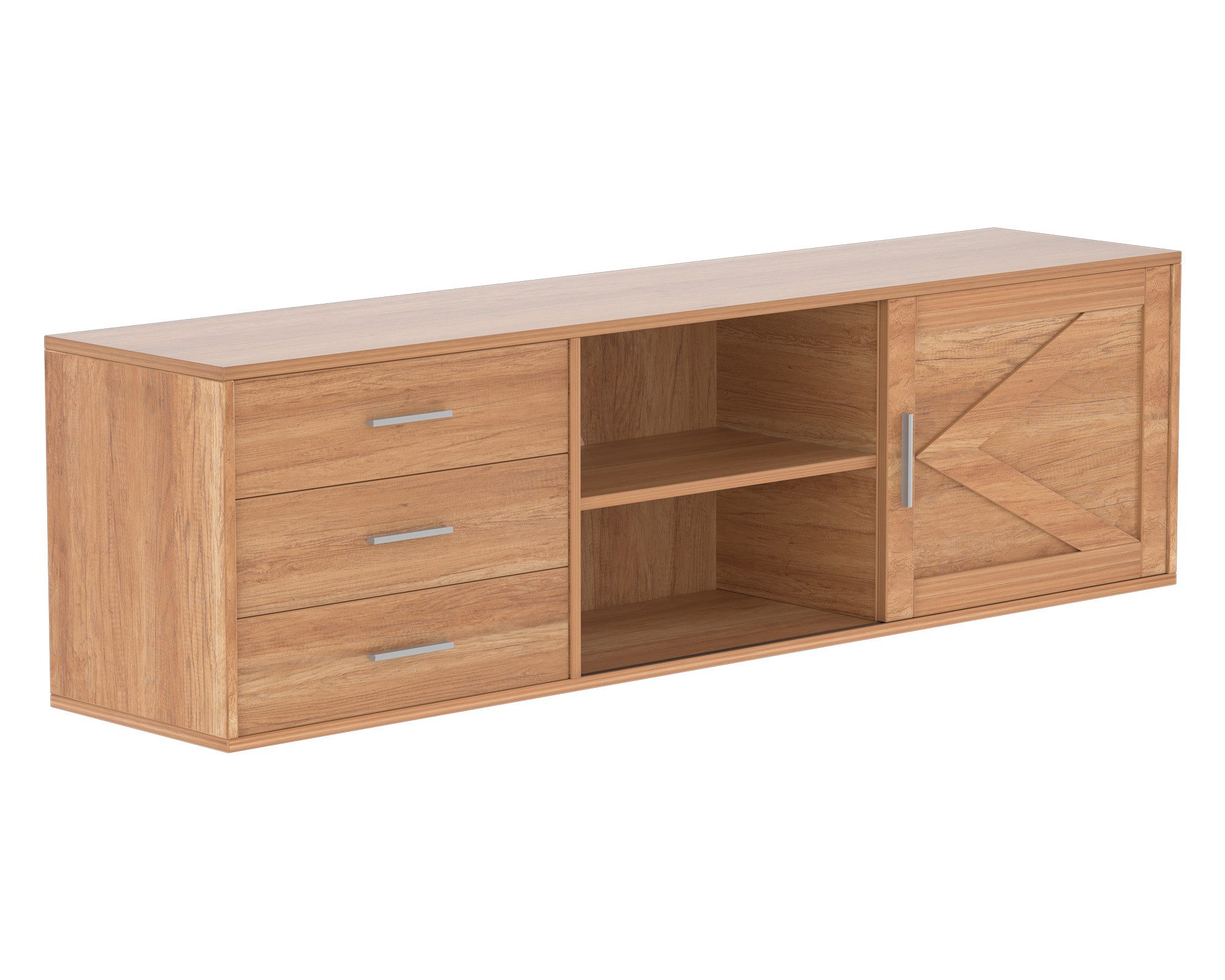 HOMAVO Lowboard TVG1 mit 3 Schubladen & Schiebetür, 160 - 180 cm (FSC®, viel Stauraum, pflegeleicht), Bodenstehendes TV-Lowboard mit Stauraum