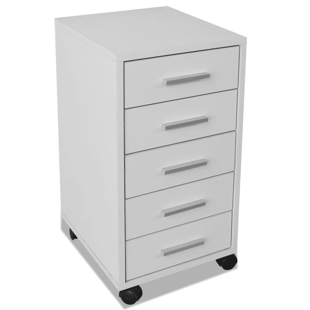 Fächerschrank (1-St) vidaXL Schubladen Büroschubladenschrank 5 Rollen Weiß auf