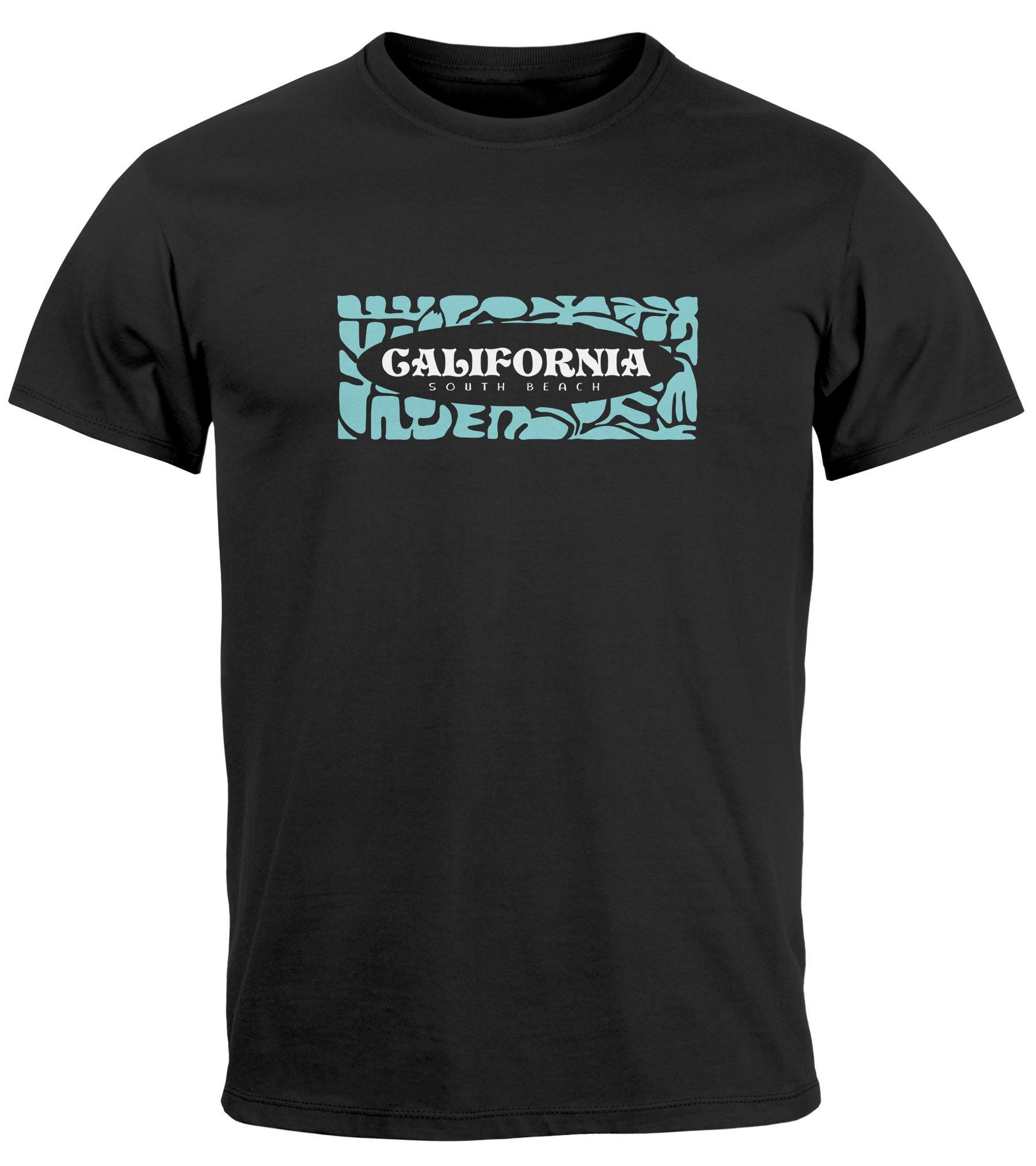 Print-Shirt Herren T-Shirt California Brustprint Schrift Aufdruck Sommer