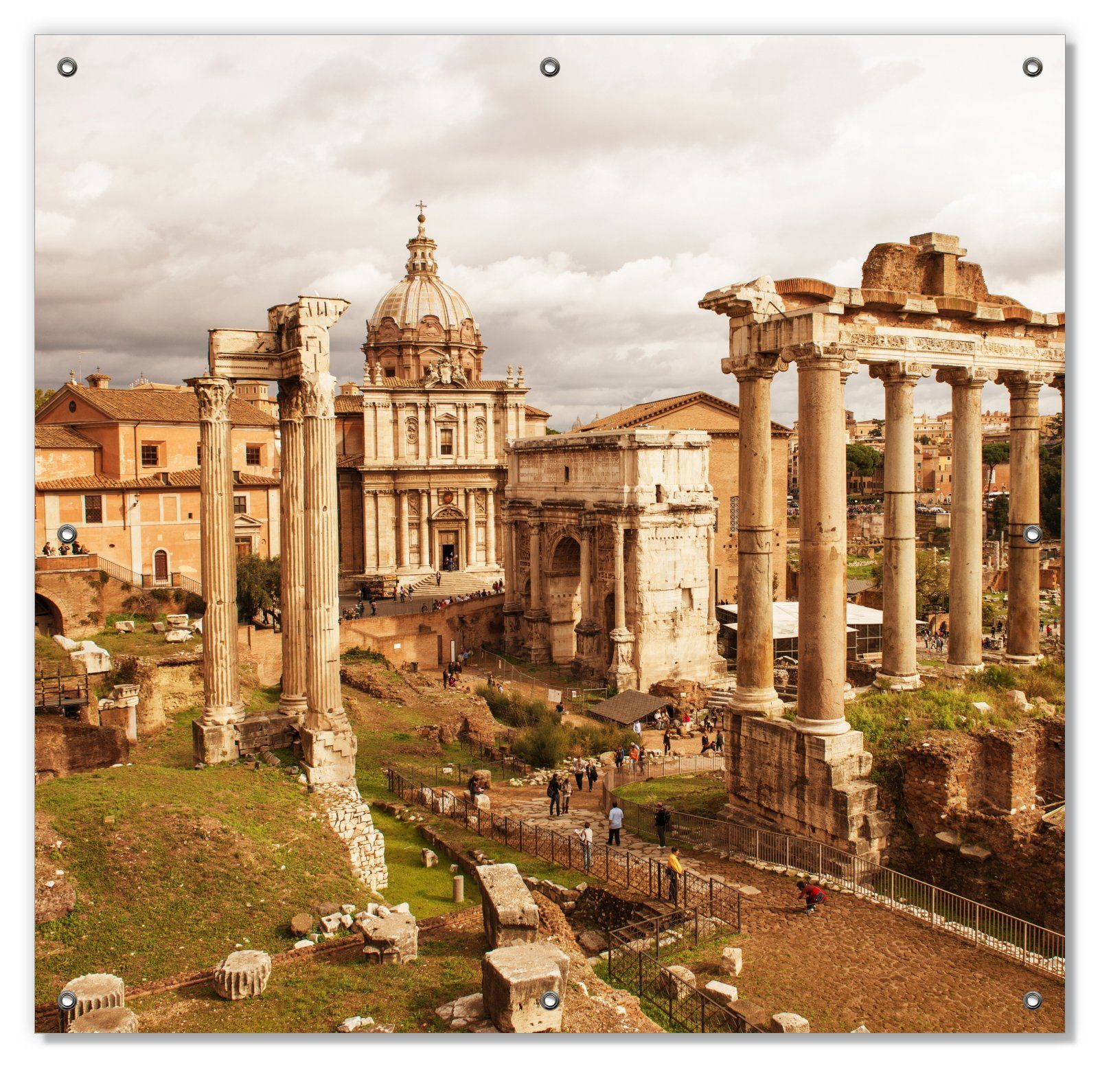 Sonnenschutz Antike Ruinen in Rom, Wallario, blickdicht, mit Saugnäpfen, wiederablösbar und wiederverwendbar