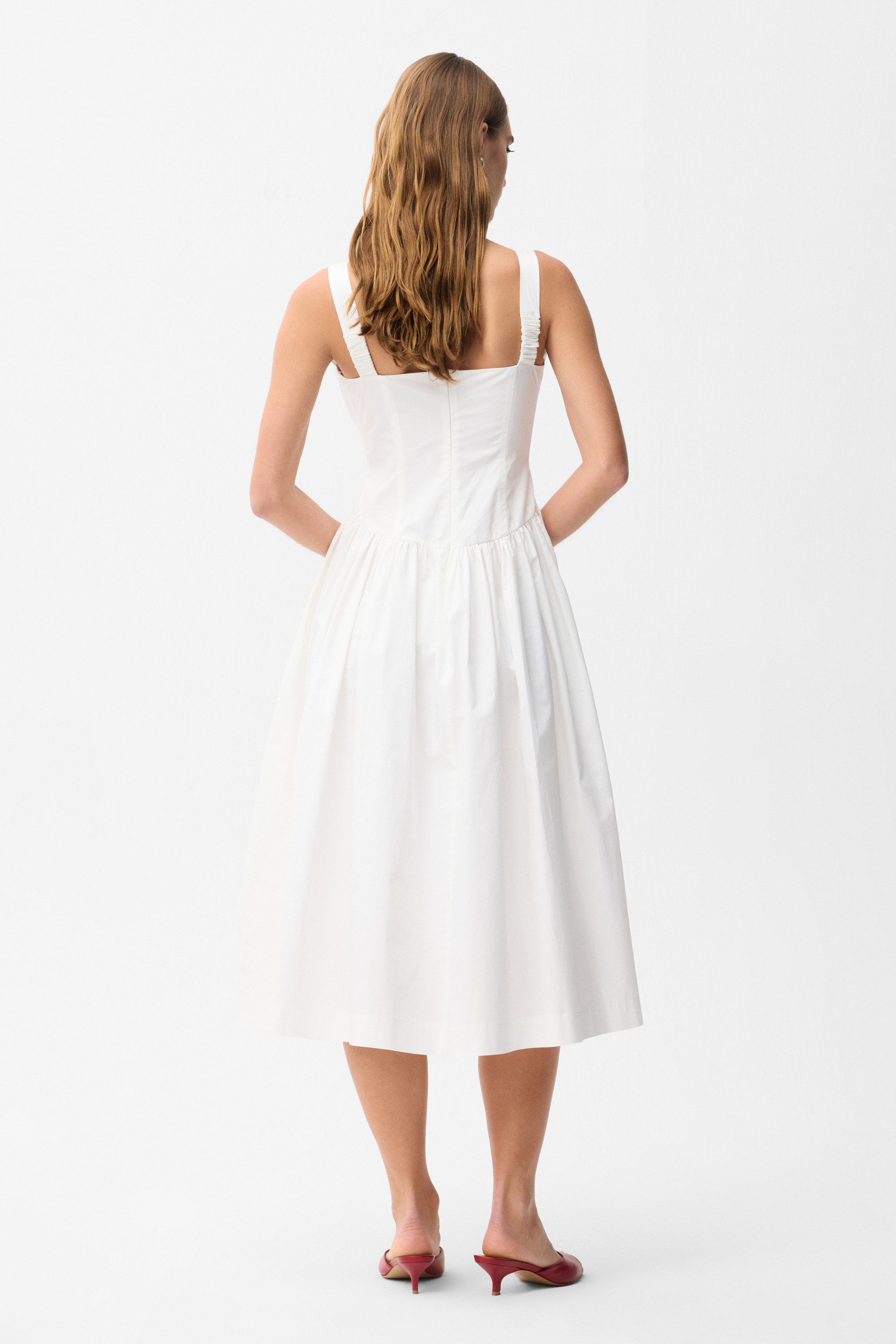adL Jerseykleid Midikleid mit Karree-Ausschnitt und Knopfdetail