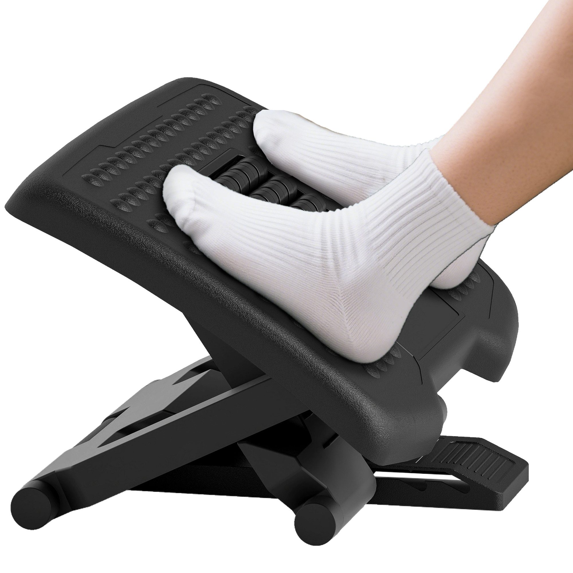 HOMCOM Fußhocker Höhenverstellbar (Fußstütze, 1 St., Fußablage), für Homeoffice, Büro, Schwarz