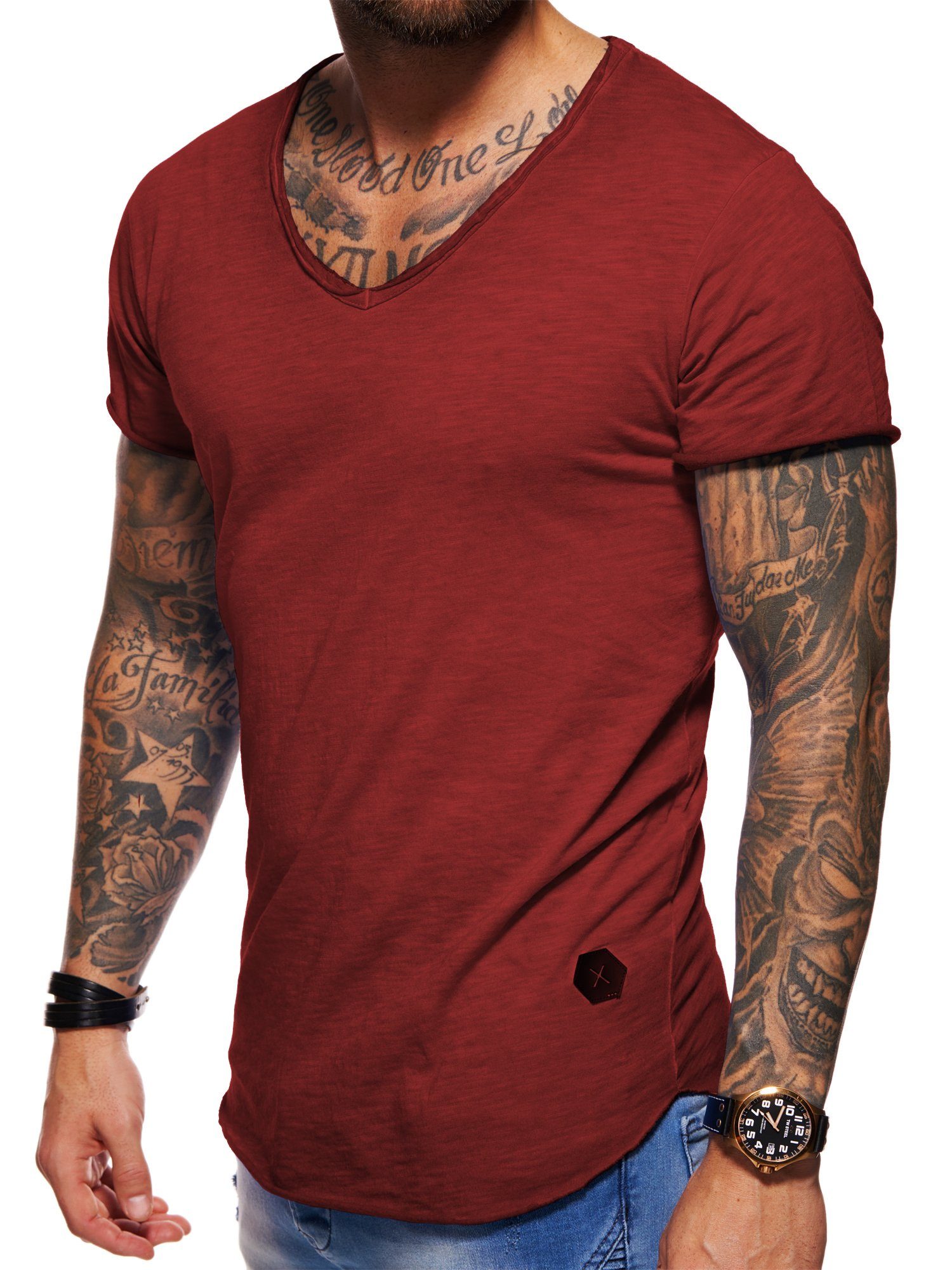 behype T-Shirt für Herren mit V-Ausschnitt aus 100% Baumwolle V-Neck Shirt Kurzarmshirt für Männer