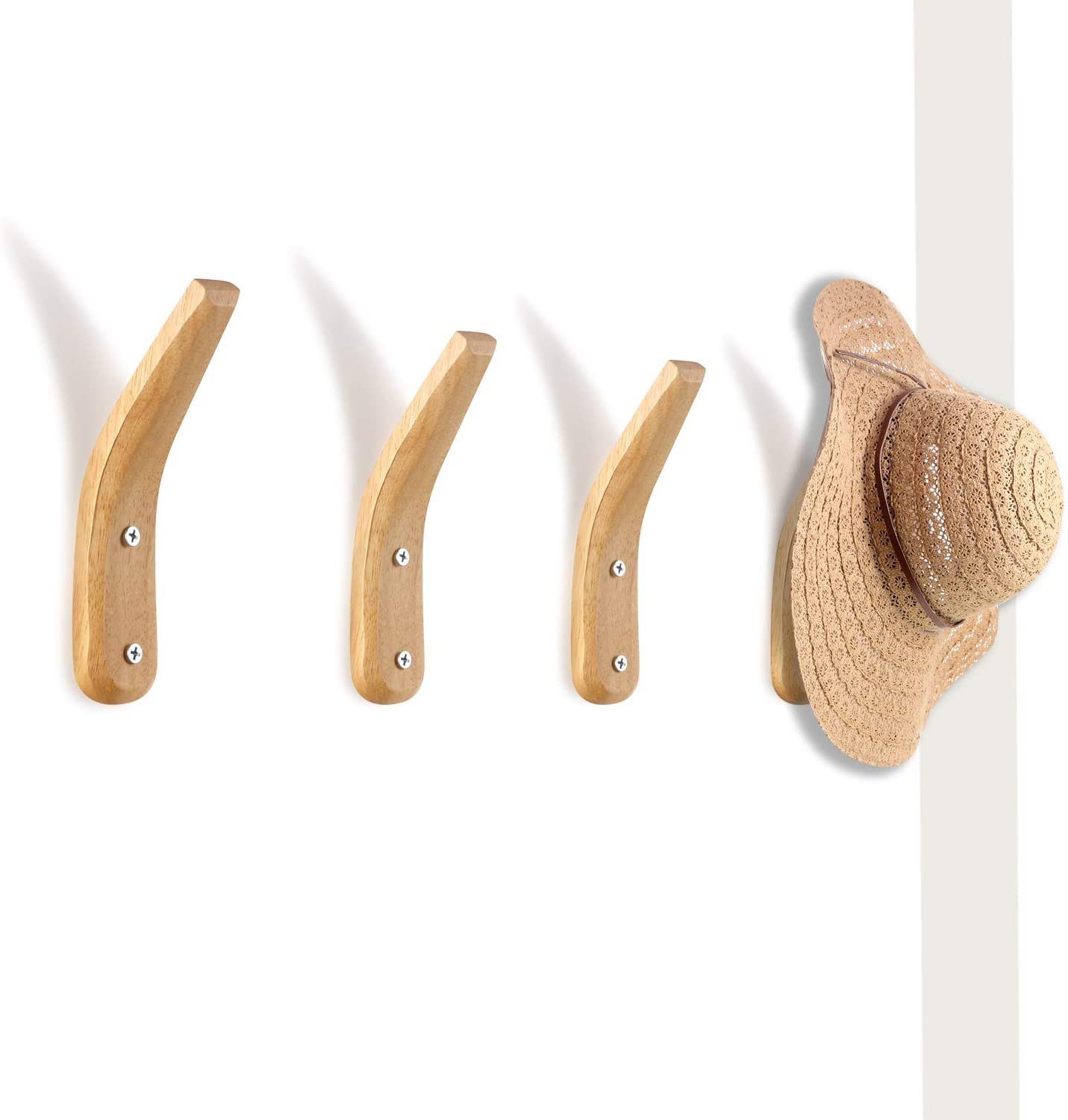 Kleiderhaken »4 Stück Wandgarderobenhaken aus Holz Naturholz Wandhalterung  Einfache moderne V-förmige Wandgarderobe zum Aufhängen von Mänteln, Hüten,  Taschen, Handtüchern«, BEARSU, (4-St) online kaufen | OTTO