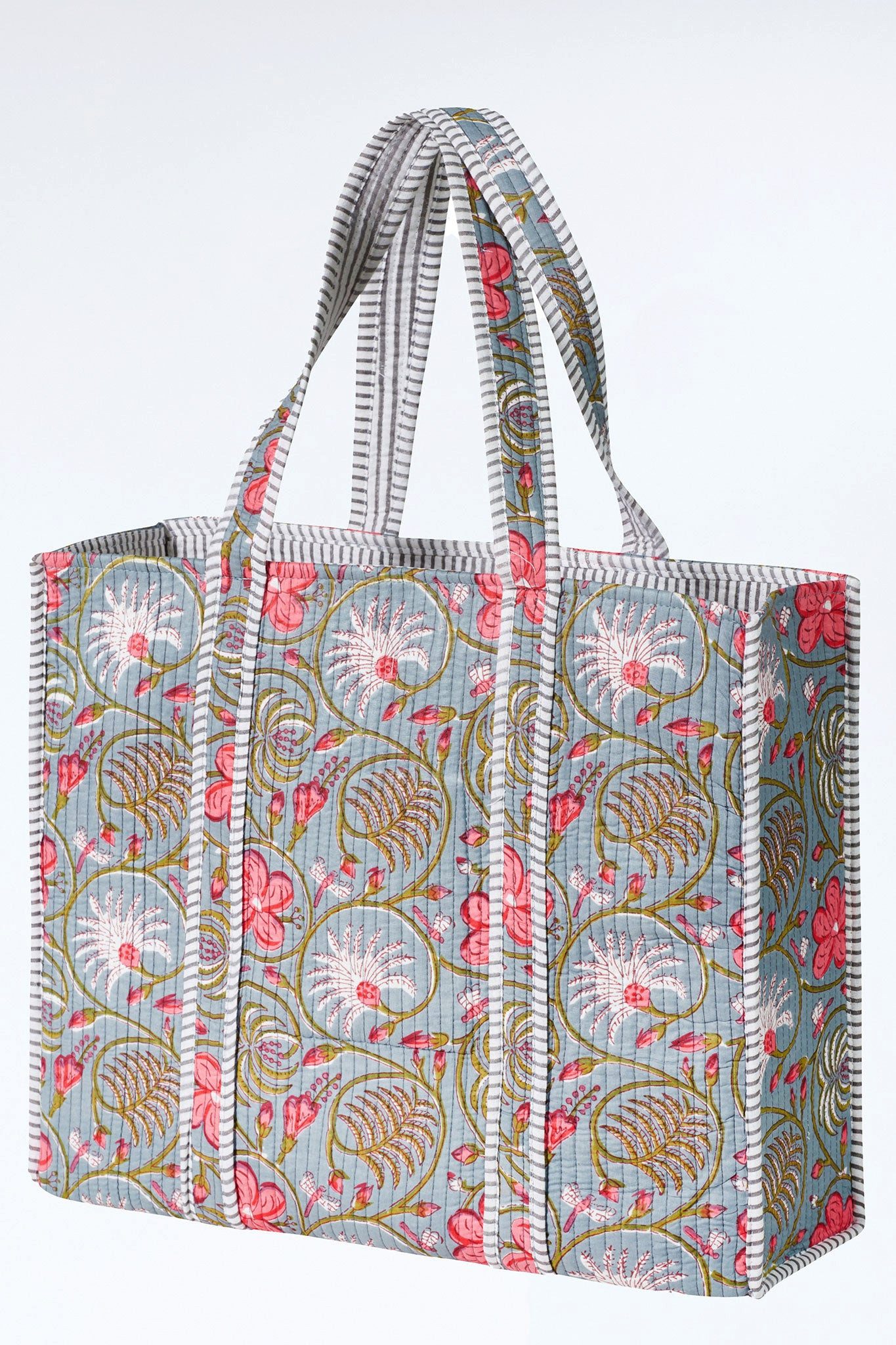 Himalaya Clothing Strandtasche Handtasche Damen groß mit lebendigem Muster und großzügigem Stauraum, Gesteppter Shopper mit integrierter kleiner Innentasche Motiv Blumen