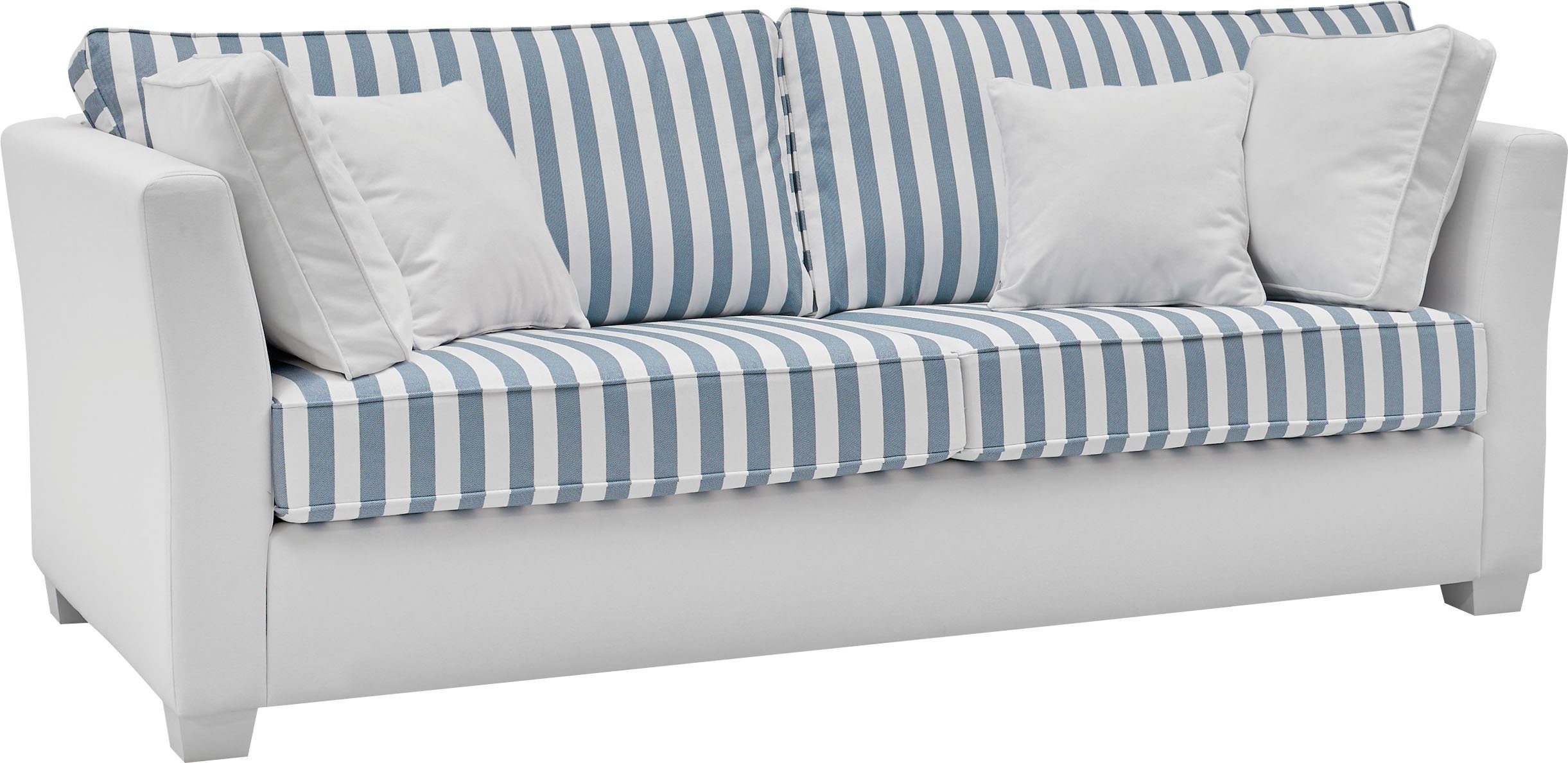 Home affaire 2,5-Sitzer CALIFORNIA, maritimer Landhausstil, in 3 Breiten, mit Holzfüßen Weiß lackiert
