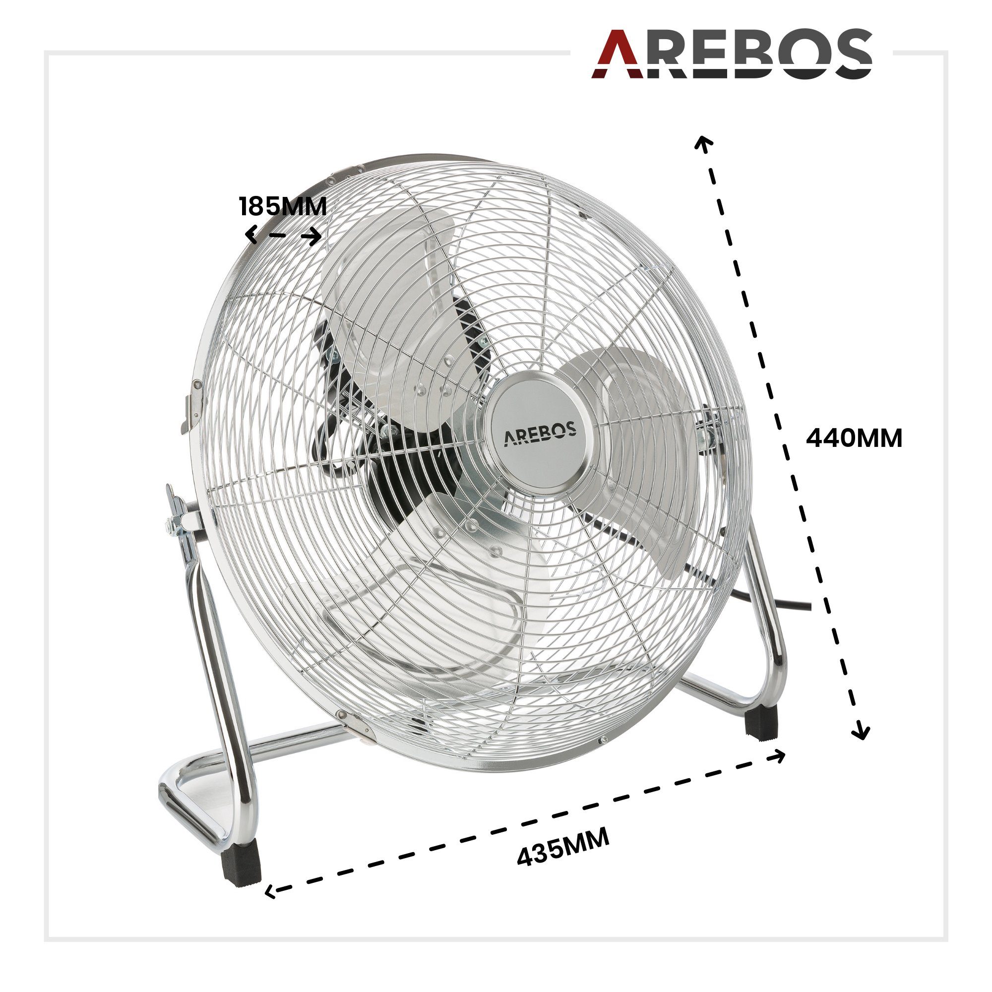 Stil, Retro 36 70 Ventilator, Arebos Windmaschine cm, W Bodenventilator