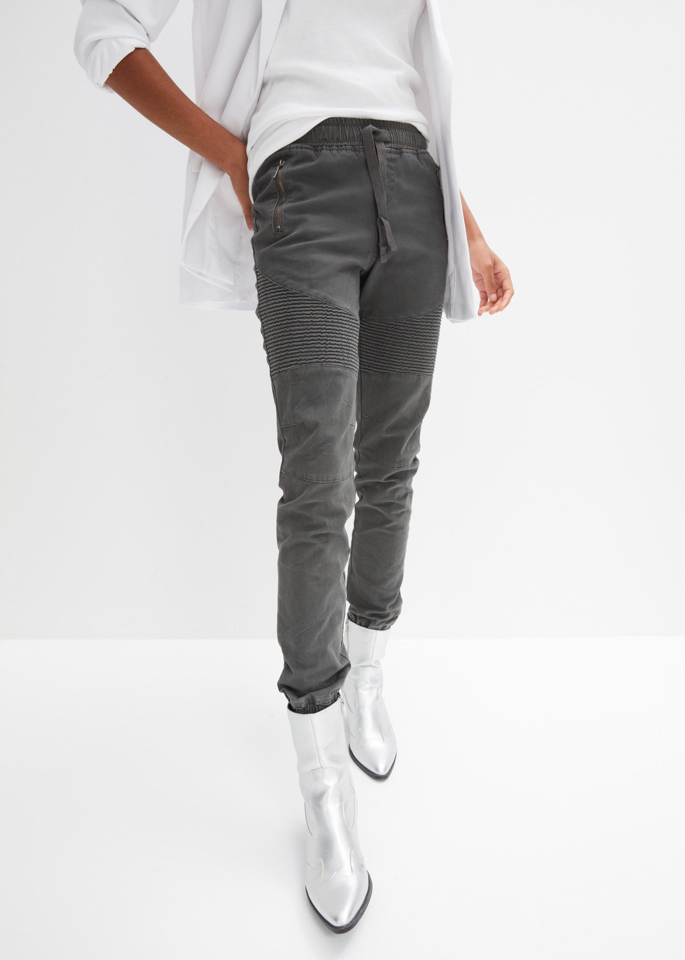 bonprix Stoffhose Hose mit Biker-Details