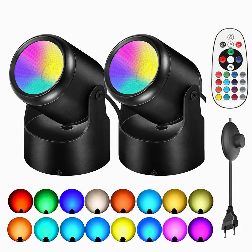 Sunicol LED Deckenspot RGBW dimmbare Spotlights, 16 Farbwechsel Wandleuchte, LED fest integriert, Wandspot mit Fernbedienung für Galerie Ausstellung Platte Gemälde