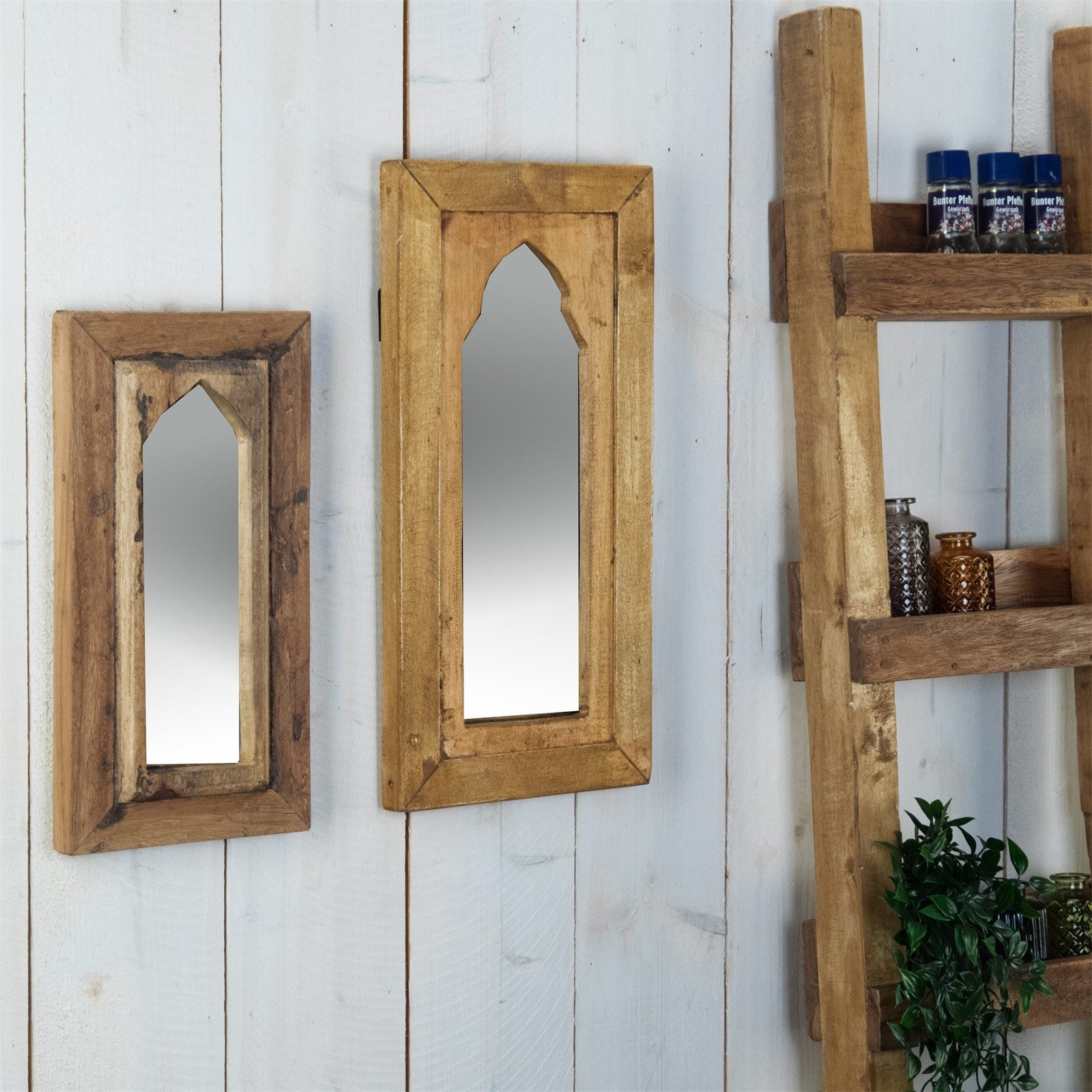 DESIGN DELIGHTS Wandspiegel ORIENT WANDSPIEGEL "YARA", Altholz massiv Holz, 40 cm, Holzspiegel