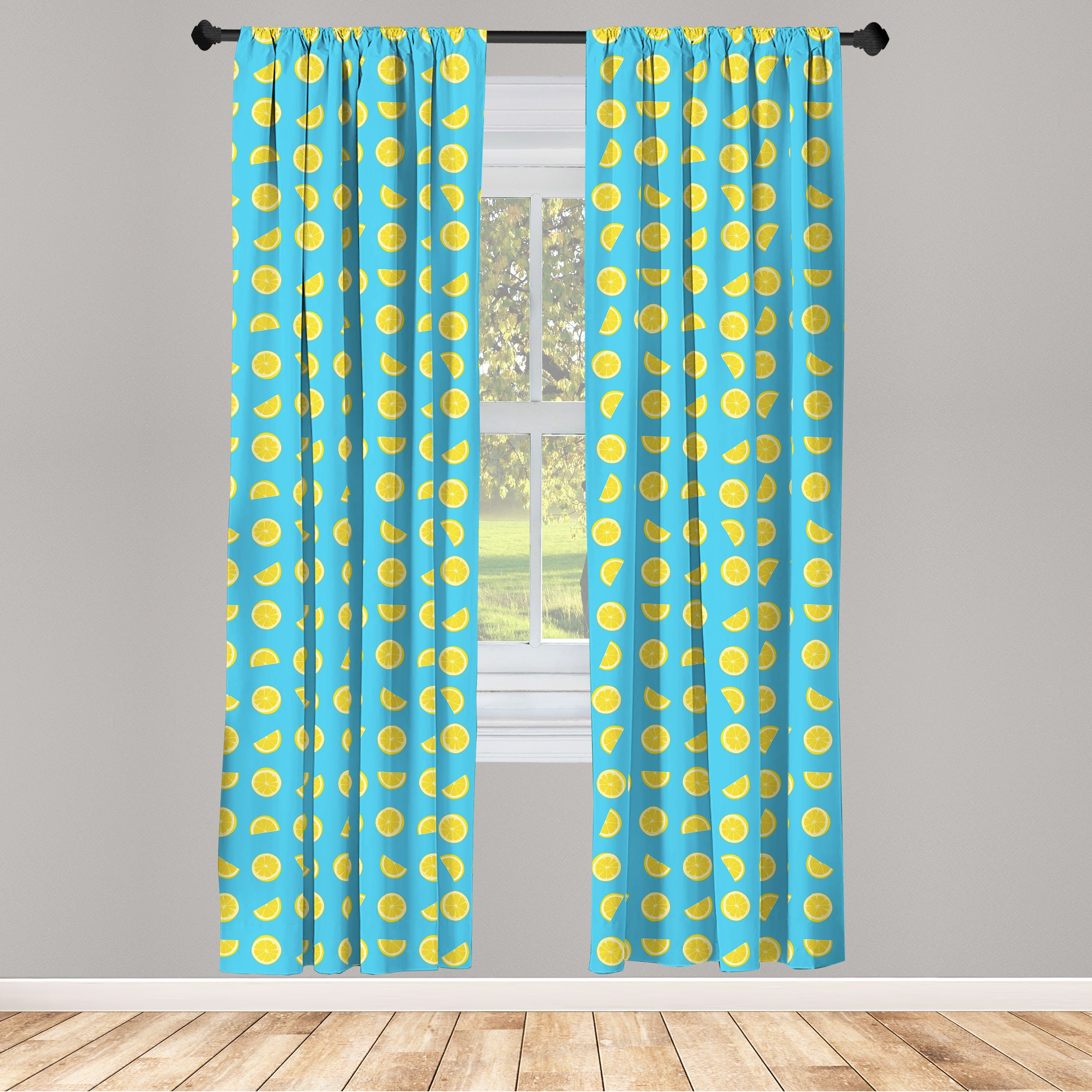 Gardine Vorhang für Wohnzimmer Schlafzimmer Dekor, Abakuhaus, Microfaser, Zitrone Scheiben Sommer Sonne