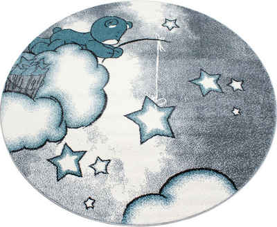 Kinderteppich Kids 580, Ayyildiz Teppiche, rund, Höhe: 12 mm, Motiv Sterne, Kurzflor