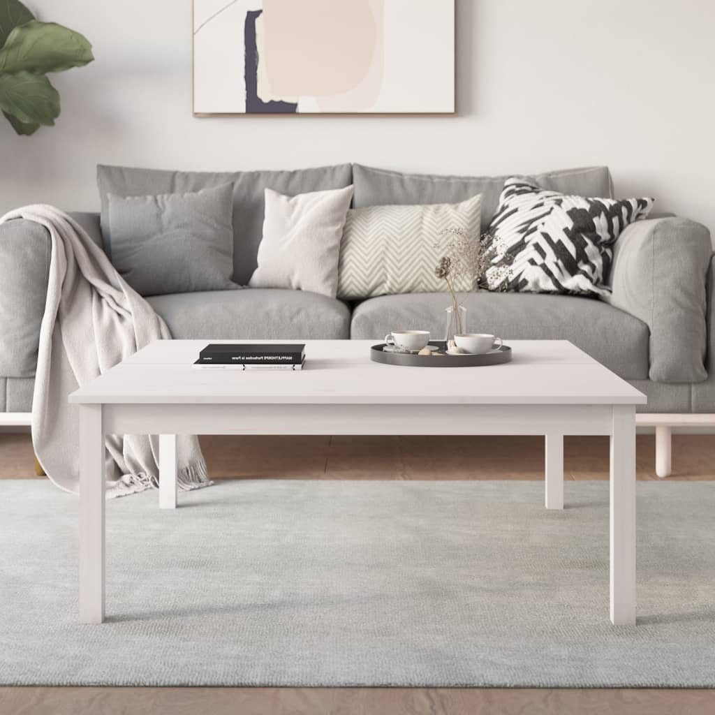 vidaXL Couchtisch 100 x 100 x 40 cm Couchtisch Weiß 100x100x40 cm Massivholz Kiefer