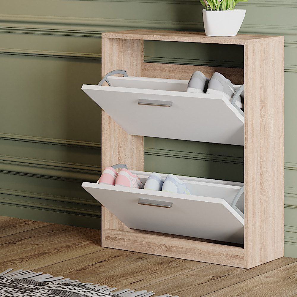 Vicco Schuhschrank Gizmo, Sonoma/Weiß, 59 x 72.5 cm 2 Fächern günstig online kaufen