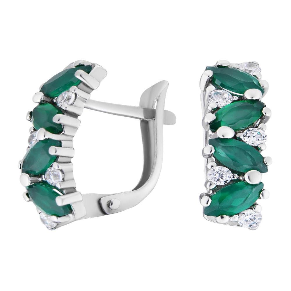 Creolen-Set Ohrringe Creolen Sterlingsilber Chrysopras Zirkon Echtschmuck
