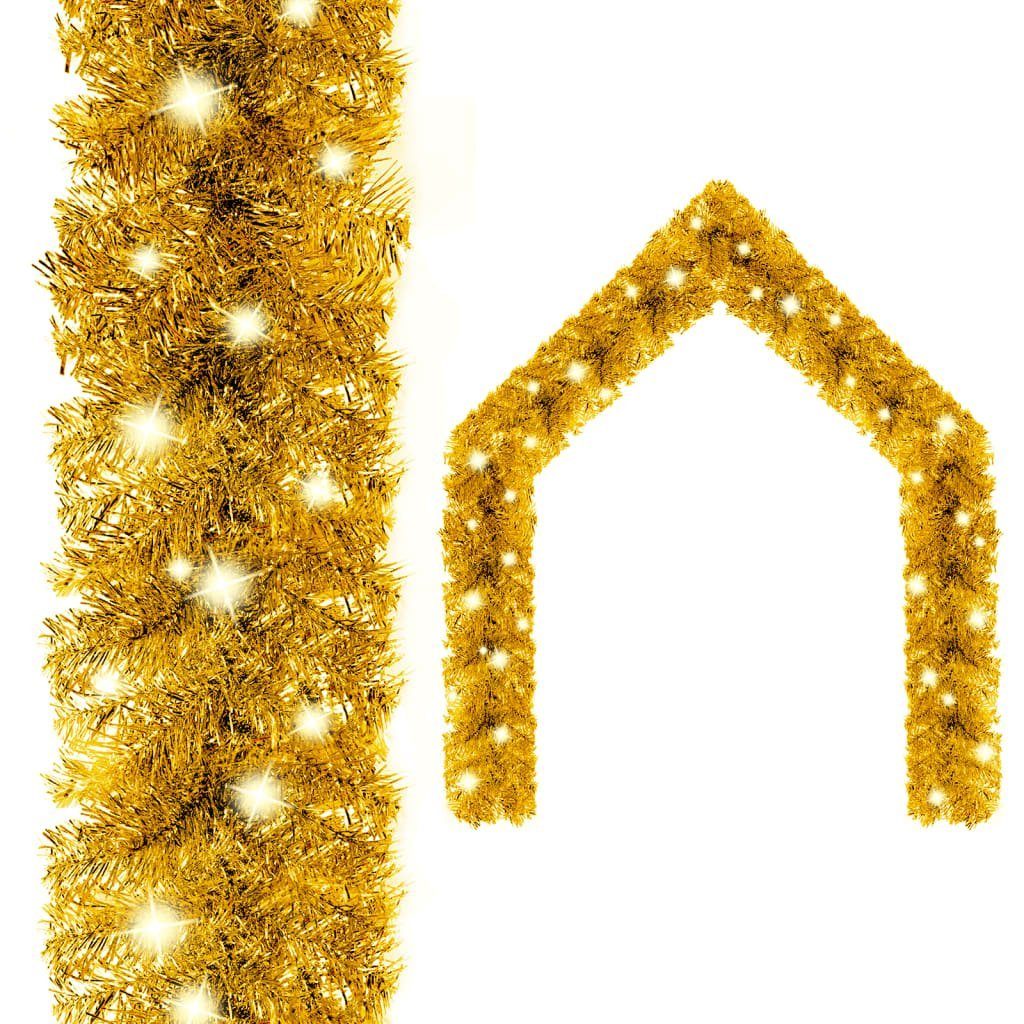 vidaXL Christbaumschmuck Weihnachtsgirlande mit LED 5 m Golden (1-tlg)