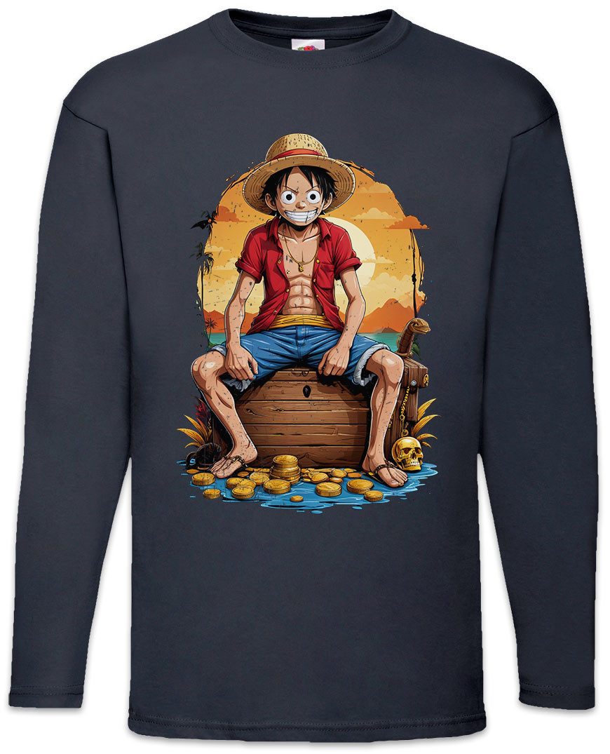 Langarmshirt Monkey Smile Ruffy Langarm T-Shirt One Pirate Adventure Anime Piece D