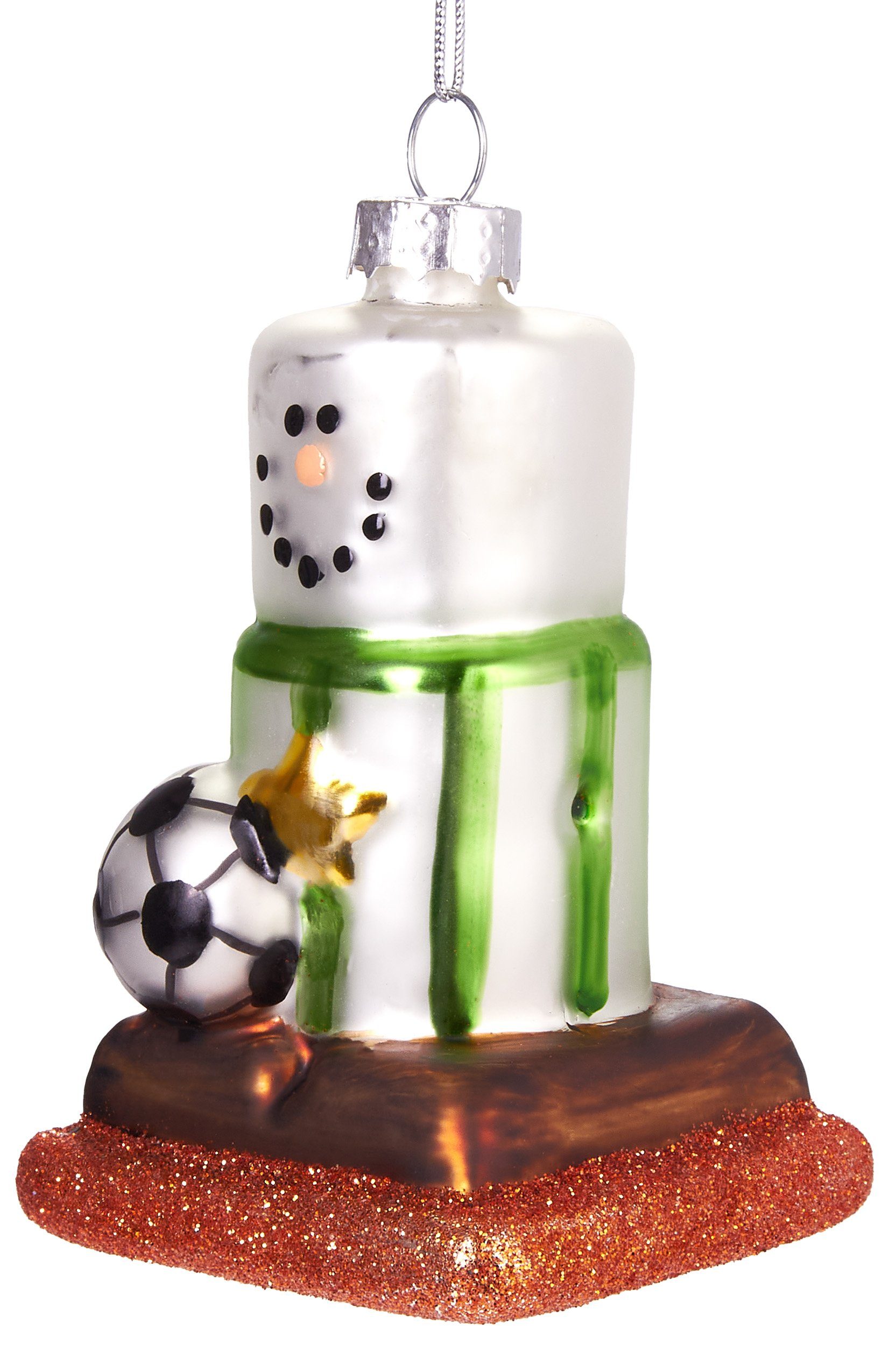 Fußball, - mit mundgeblasene Glas, Schneemann Kunstvolle BRUBAKER aus 9 Weihnachtskugel Weihnachtsdekoration Christbaumschmuck handbemalt cm