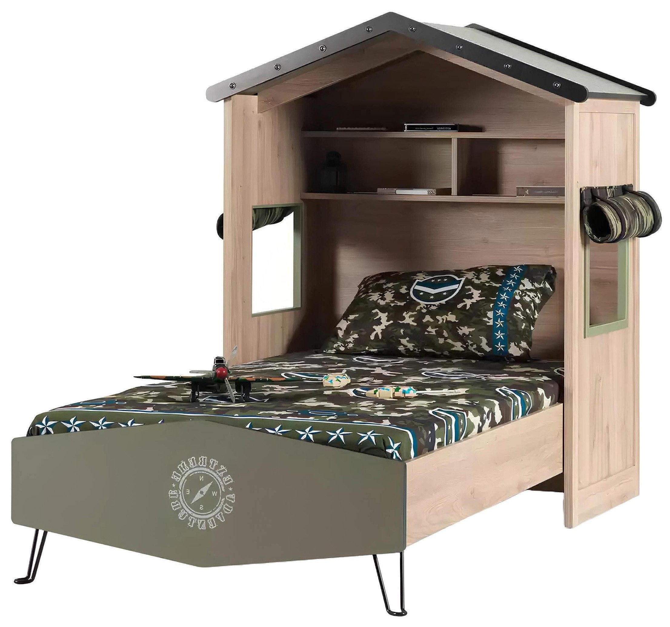 Xlmoebel Kinderbett Grünes Holz-Bettgestell für Jungen im modernen Design (1-tlg., Bett), Hergestellt in Europa