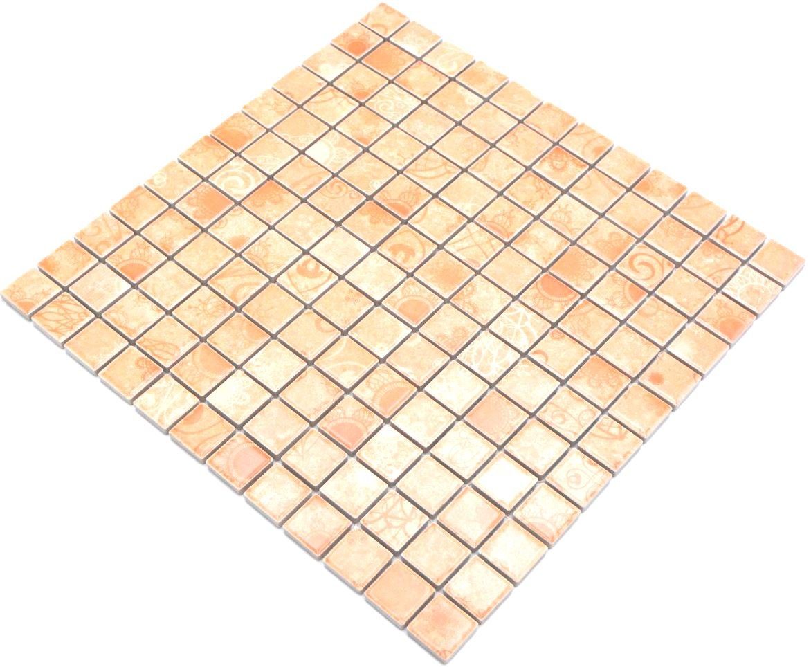 Mosani Mosaikfliesen Keramik Mosaik Retro Vintage beige braun Mosaikfliese Küchenrückwand