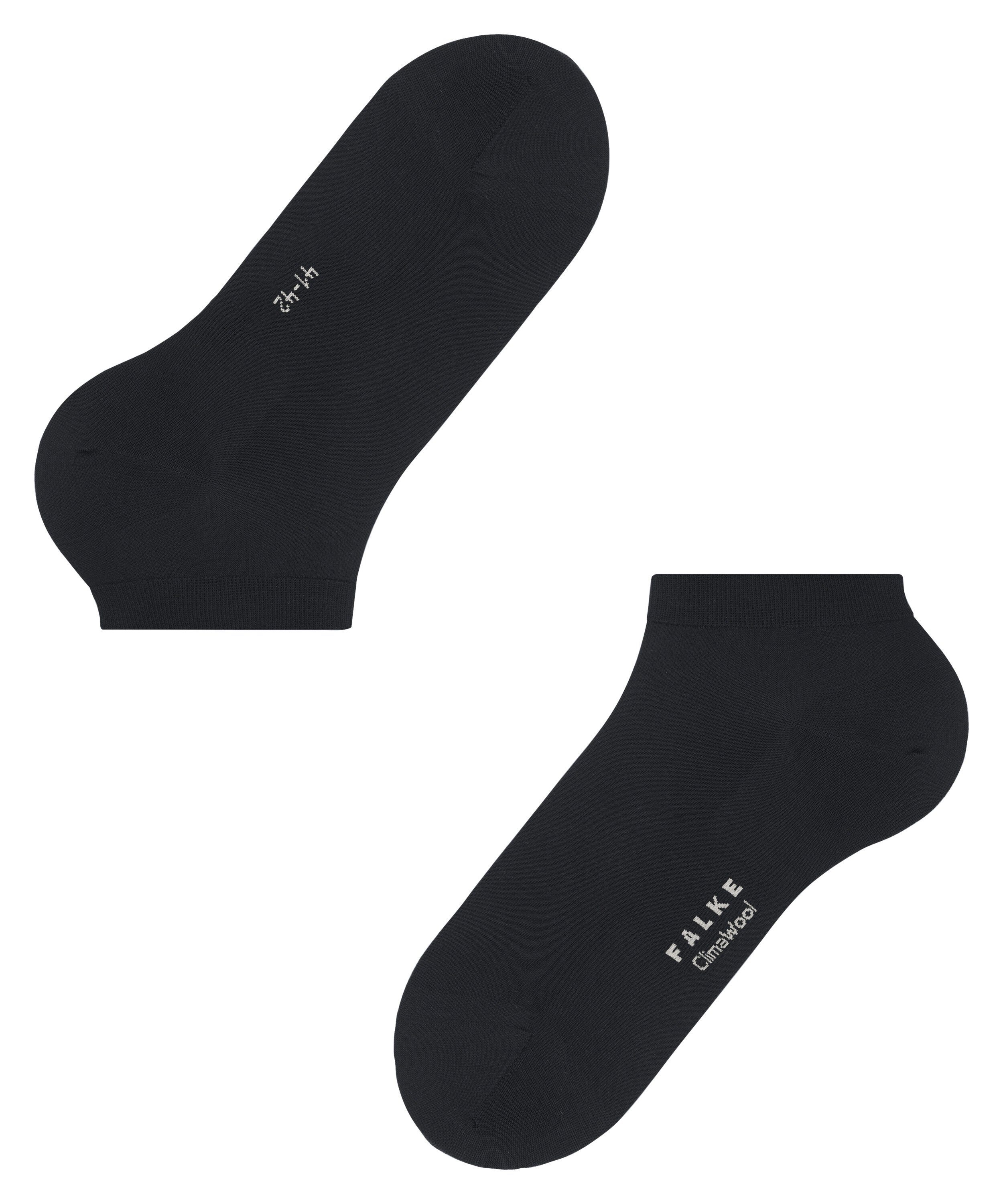 Sneakersocken black (1-Paar) (3000) mit ClimaWool Garn FALKE nachhaltigem