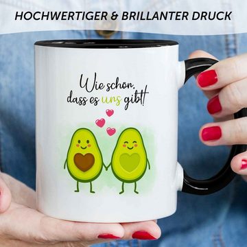 GRAVURZEILE Tasse mit Spruch - Avocado Love - Geschenk für Paare, Keramik, Farbe: Schwarz & Weiß