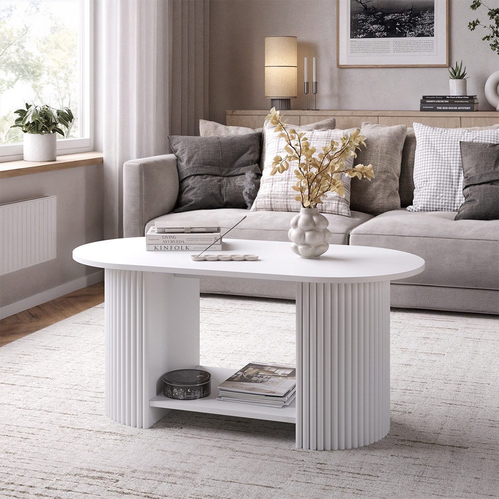 Vicco Couchtisch Calero, Weiß/Weiß, 100 x 50 cm (1-St)